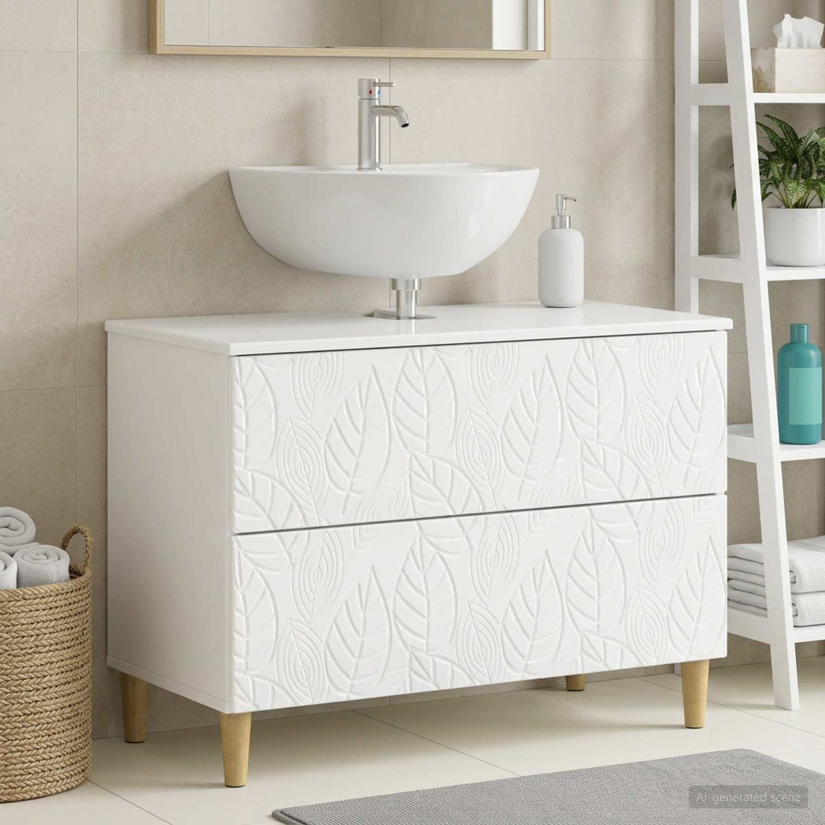 Waschbeckenschrank DELFT Hochglanz Weiß 82 x 41 x 59 cm