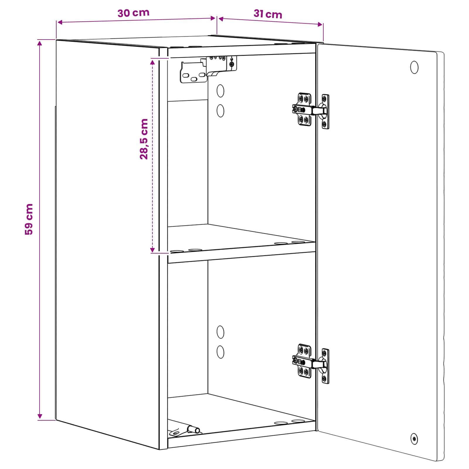 Badezimmer-Wandschrank DELFT Sonoma-Eiche 30 x 31 x 59 cm