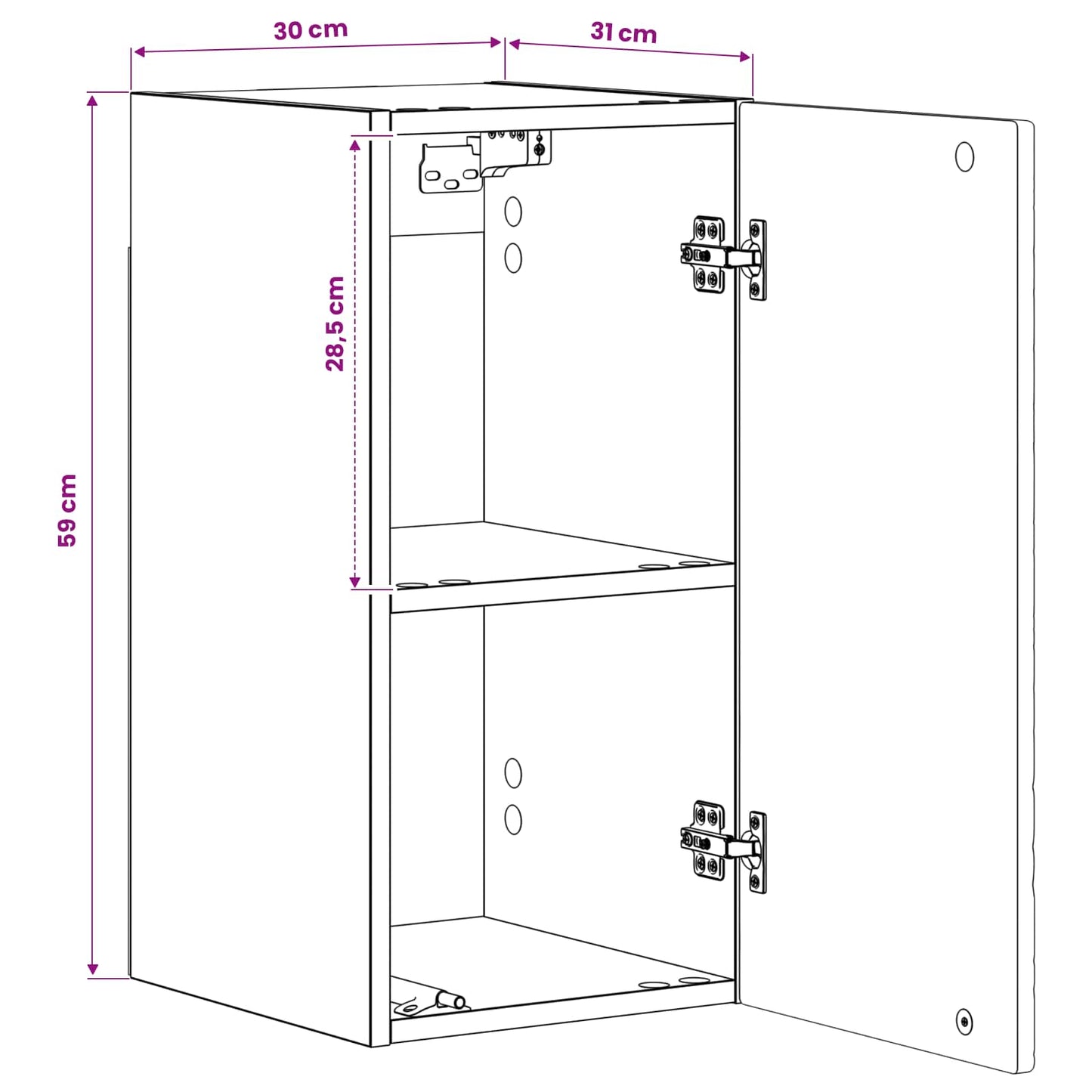 Badezimmer-Wandschrank DELFT Artisan-Eiche 30 x 31 x 59 cm