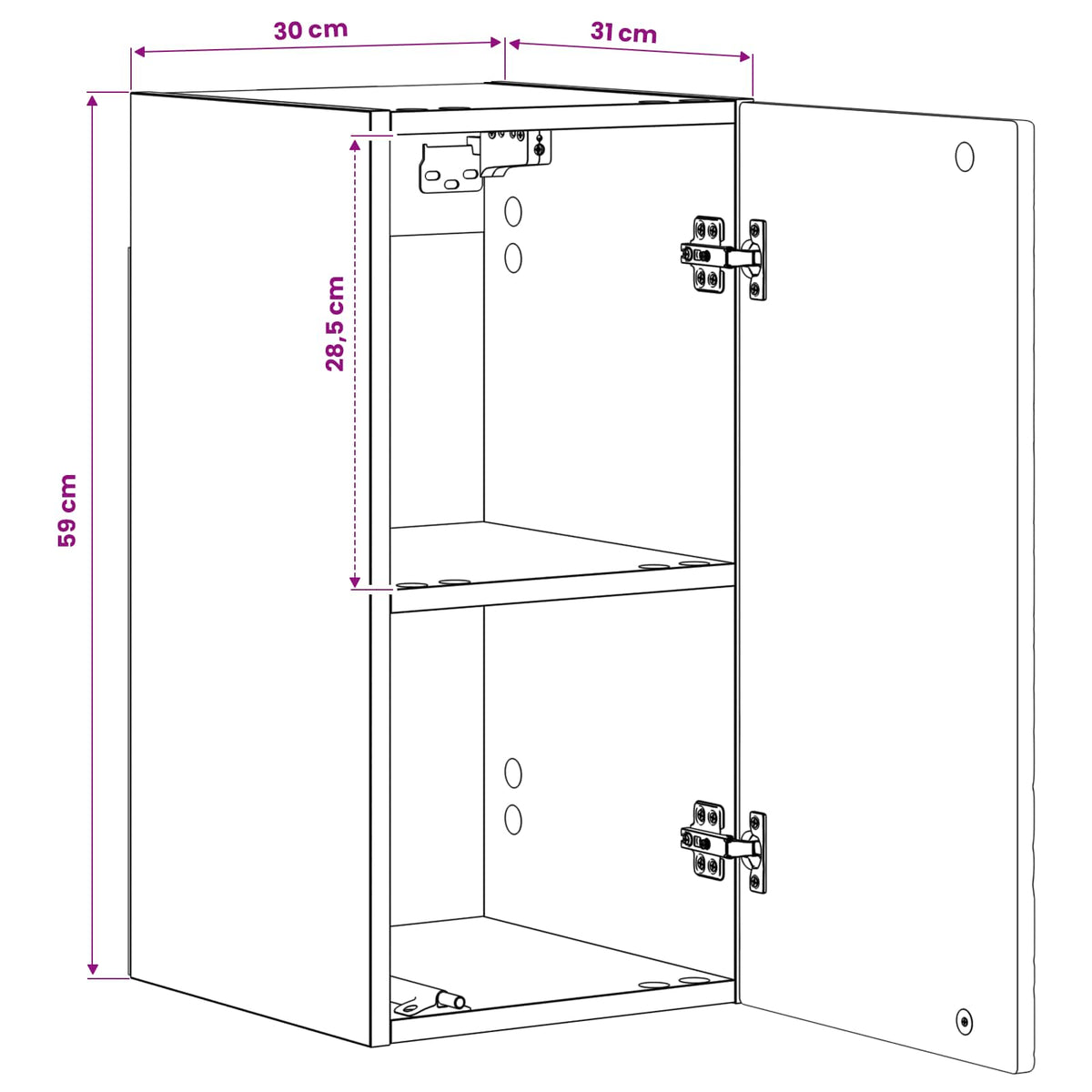Badezimmer-Wandschrank DELFT Artisan-Eiche 30 x 31 x 59 cm