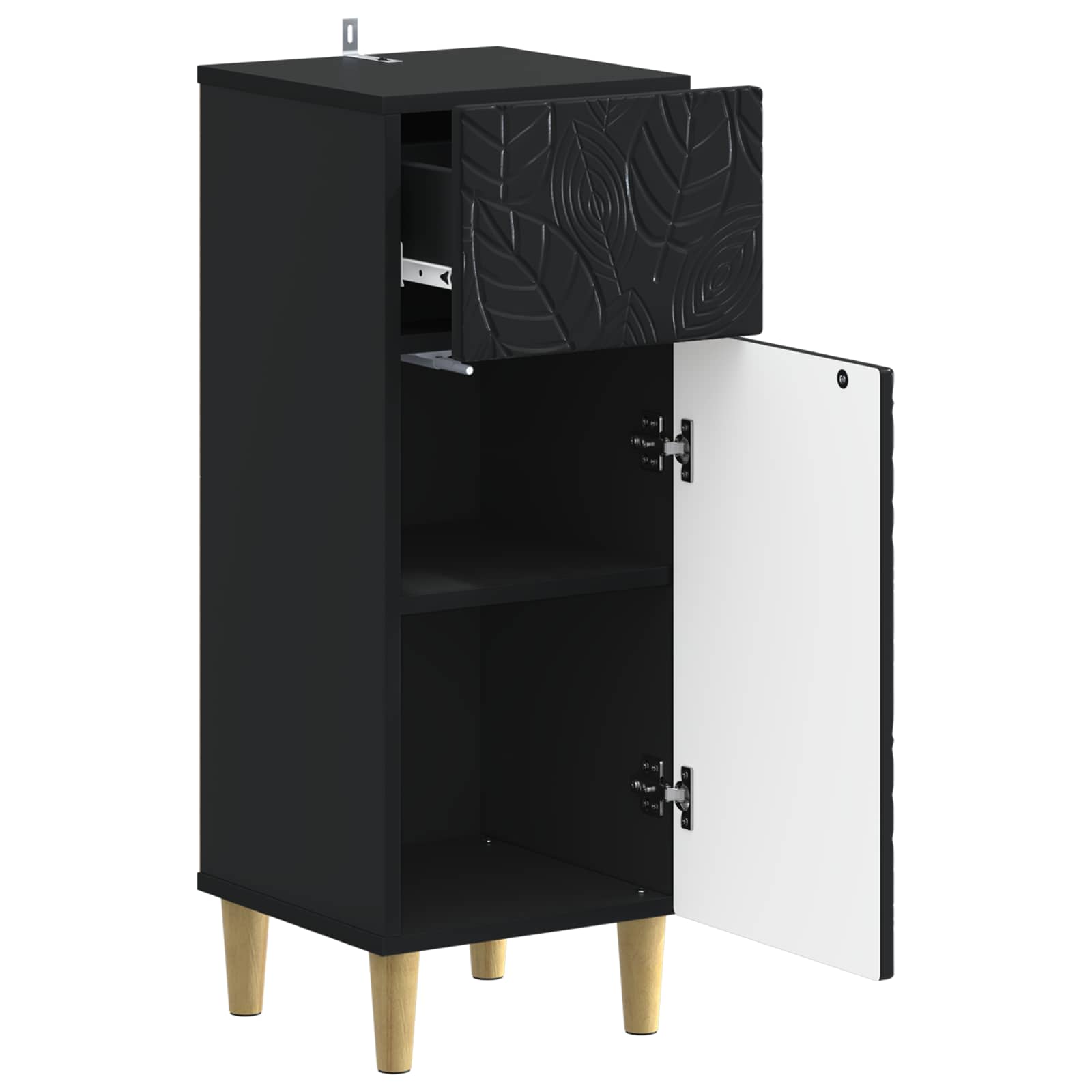 Badezimmer Aufbewahrungsschrank DELFT Schwarz 30 x 31 x 80 cm