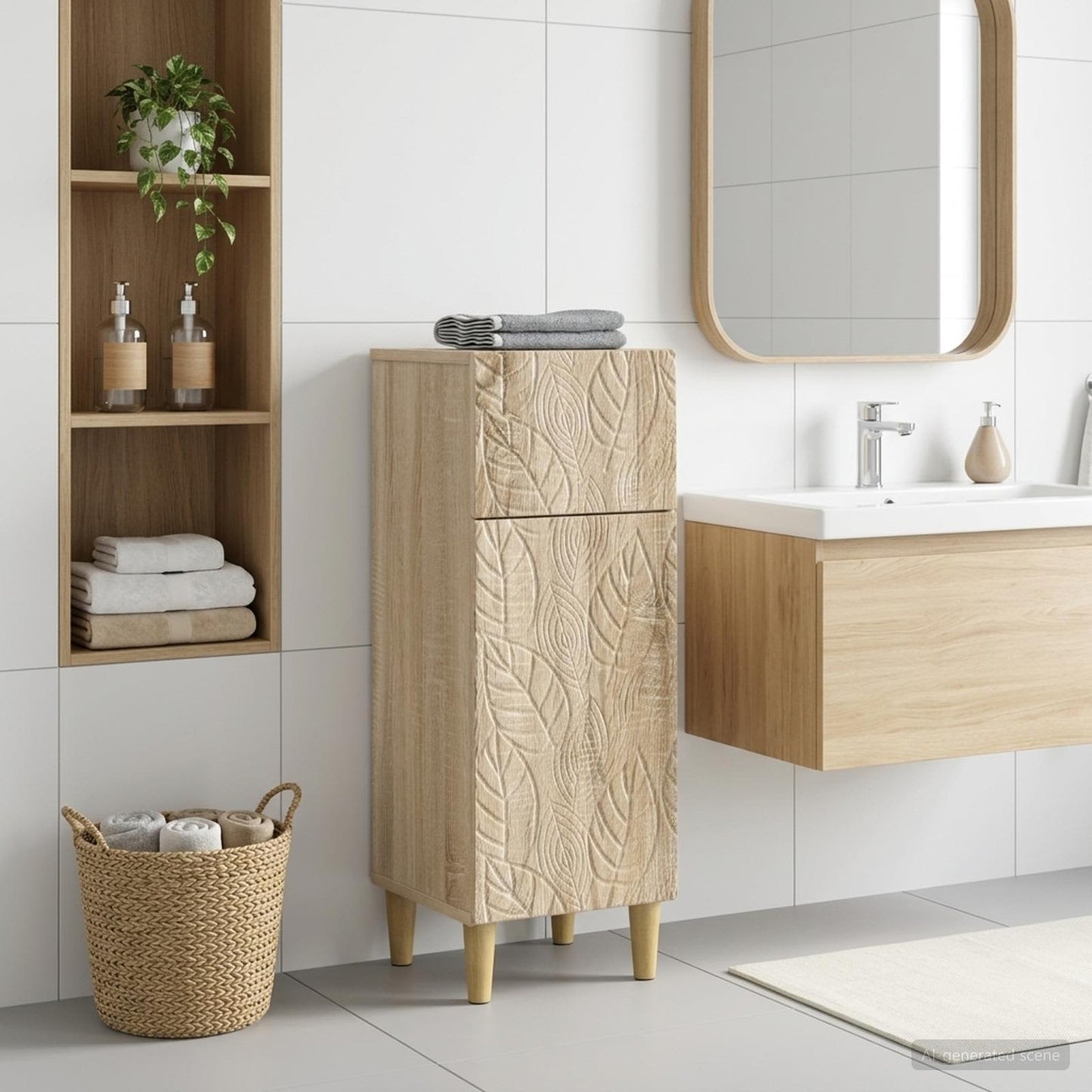 Badezimmer Aufbewahrungsschrank DELFT Sonoma-Eiche