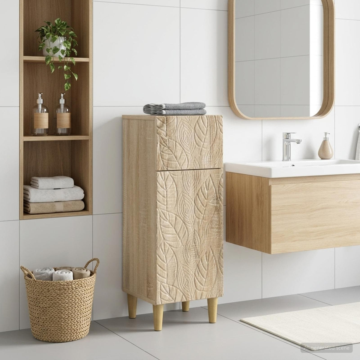 Badezimmer Aufbewahrungsschrank DELFT Sonoma-Eiche