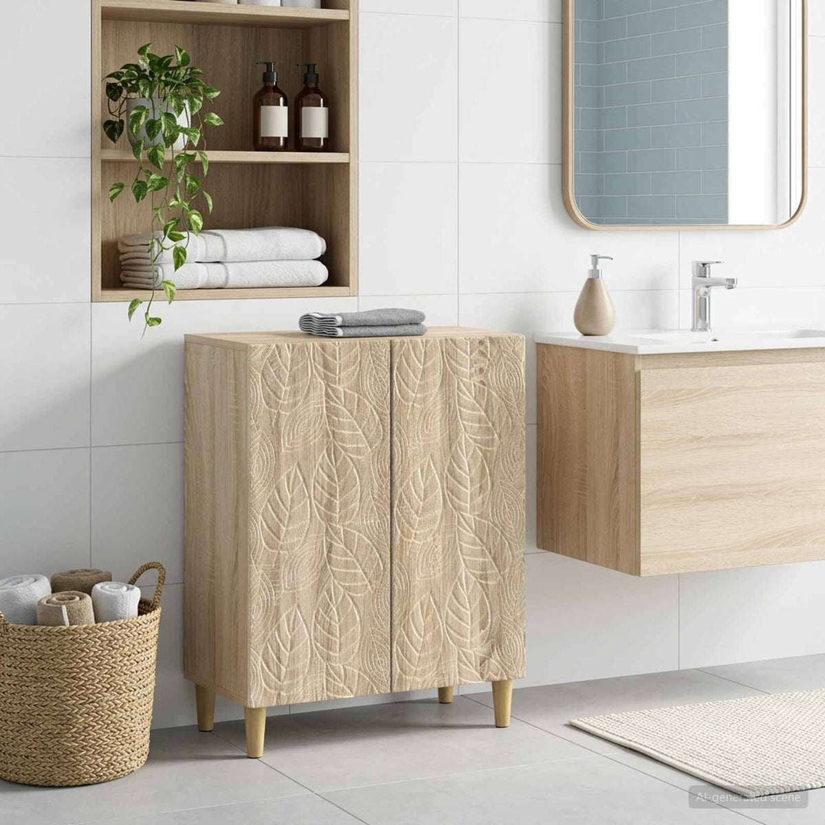 Badezimmer Aufbewahrungsschrank DELFT Sonoma-Eiche