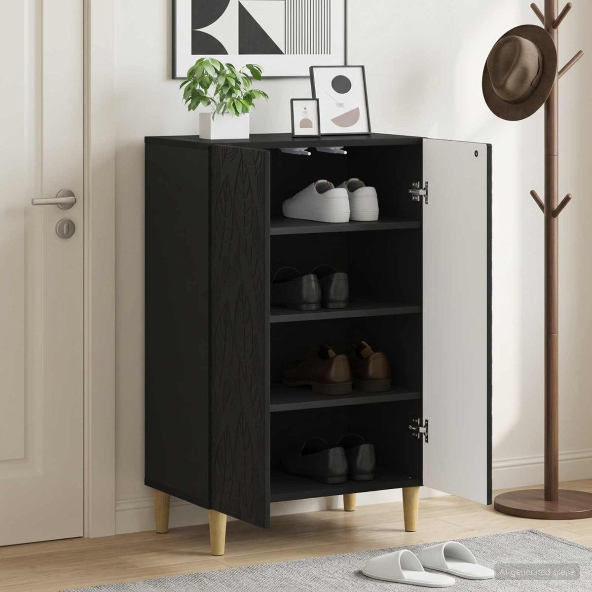 Schuhschrank DELFT 59,5 x 39,5 x 90 cm Holzwerkstoff Schwarz