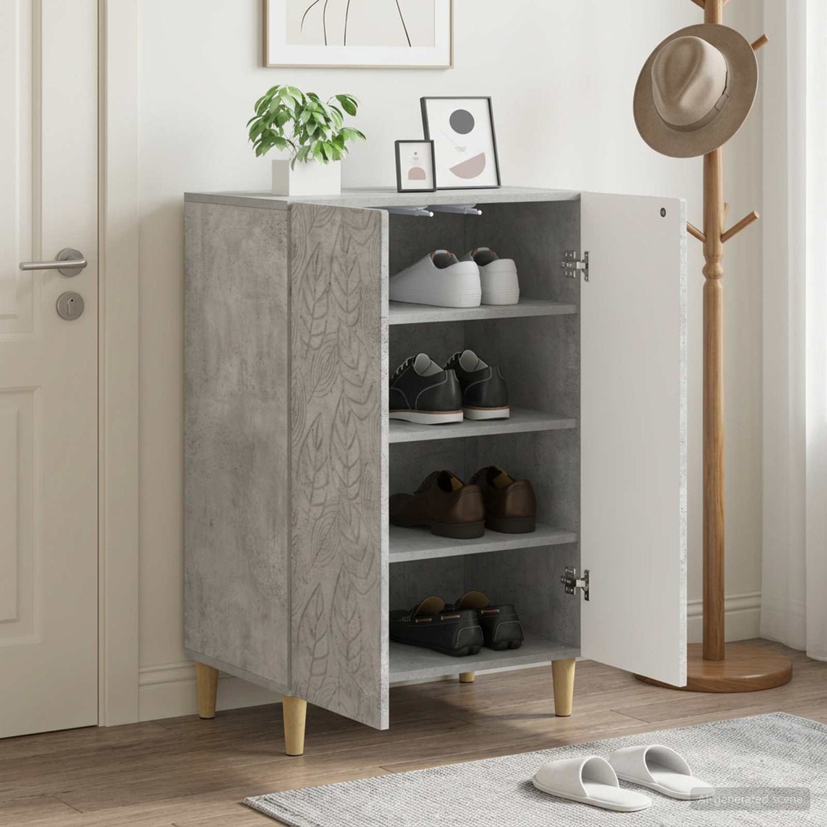 Schuhschrank DELFT 59,5 x 39,5 x 90 cm Holzwerkstoff Betongrau