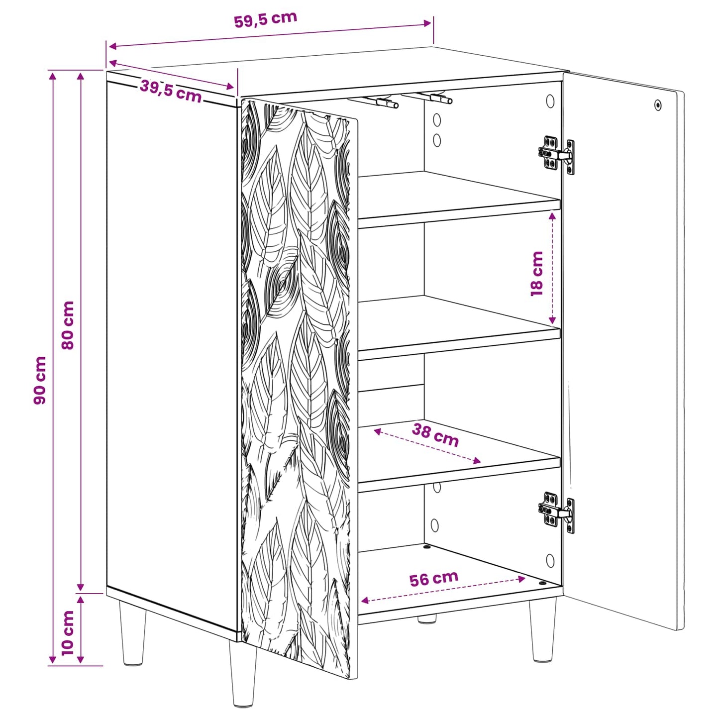 Schuhschrank DELFT 59,5 x 39,5 x 90 cm Holzwerkstoff Betongrau