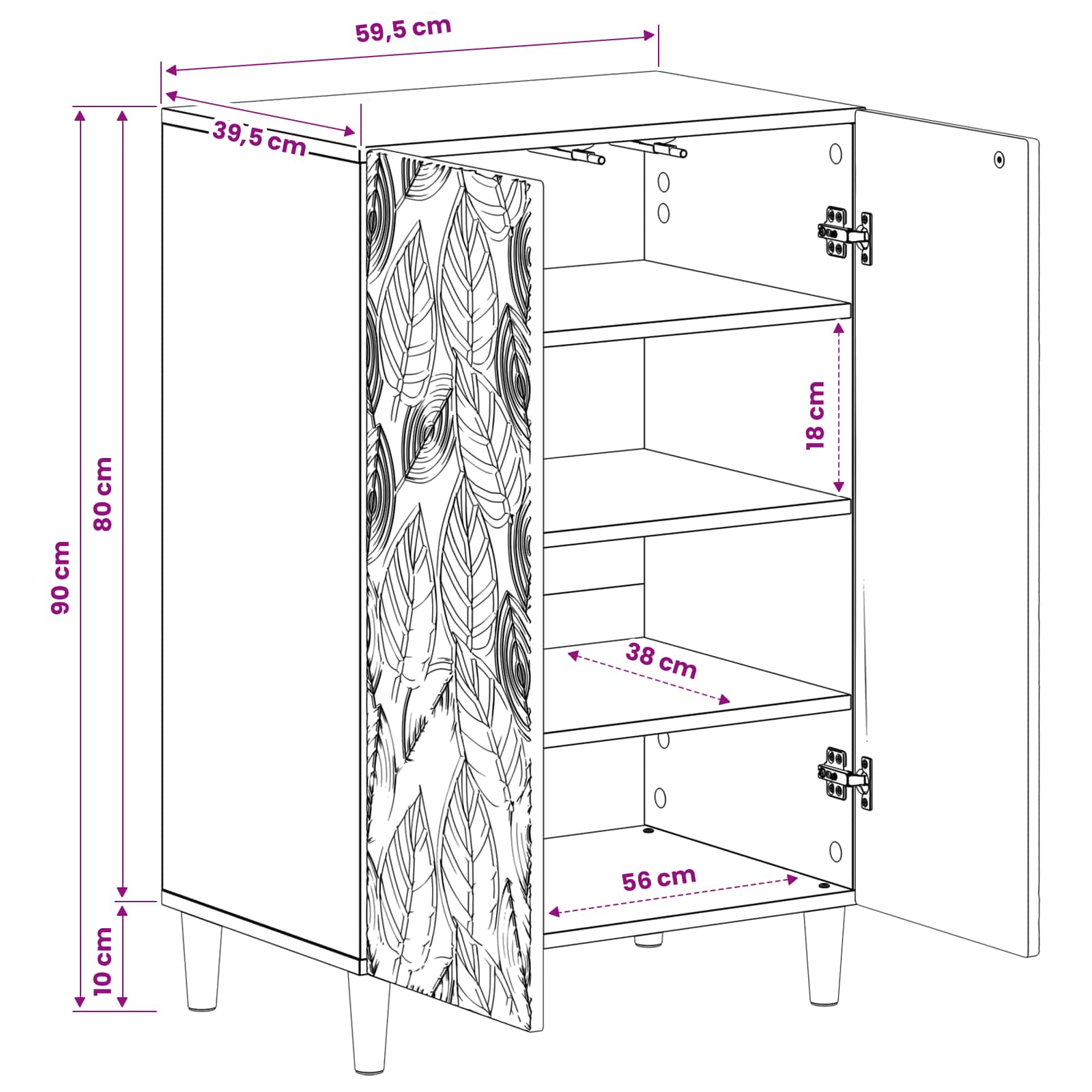 Schuhschrank DELFT 59,5 x 39,5 x 90 cm Holzwerkstoff