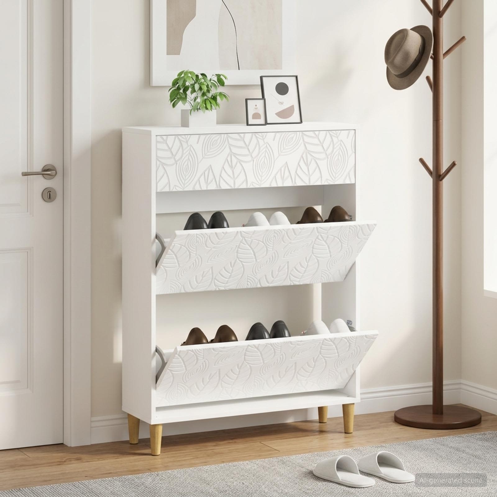 Schuhschrank DELFT 78 x 24 x 103 cm Holzwerkstoff Weiß