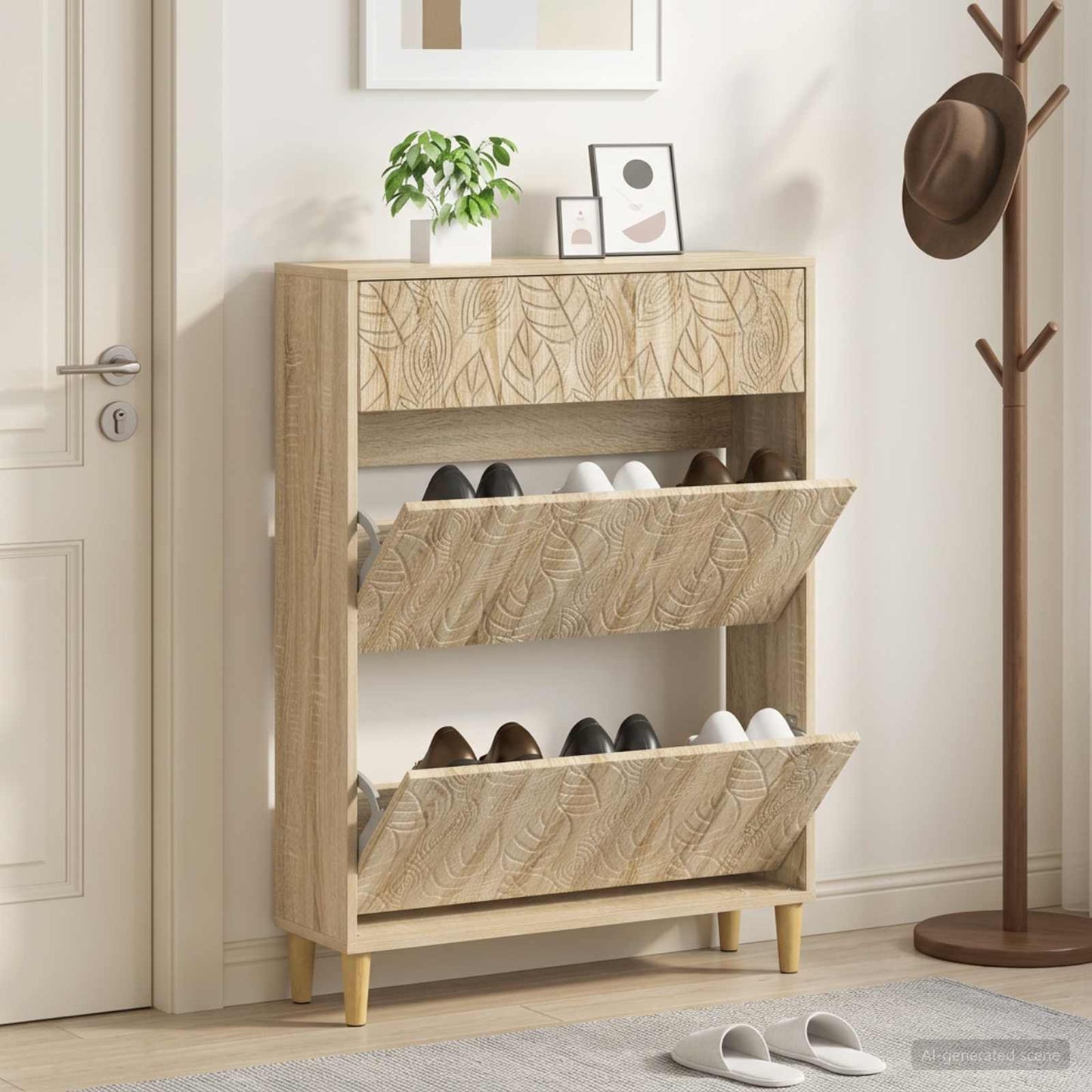 Schuhschrank DELFT 78 x 24 x 103 cm Holzwerkstoff Sonoma-Eiche
