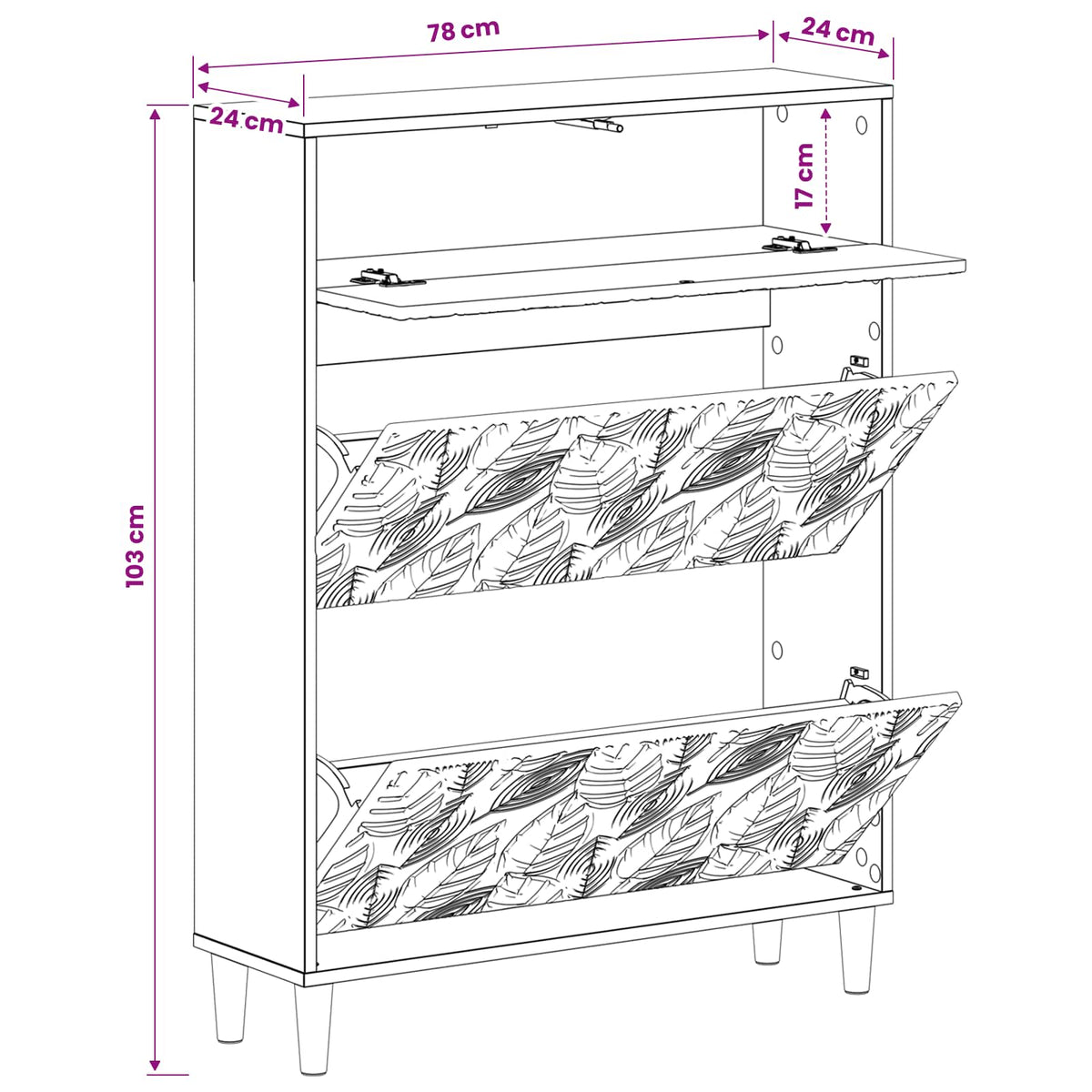 Schuhschrank DELFT 78 x 24 x 103 cm Holzwerkstoff