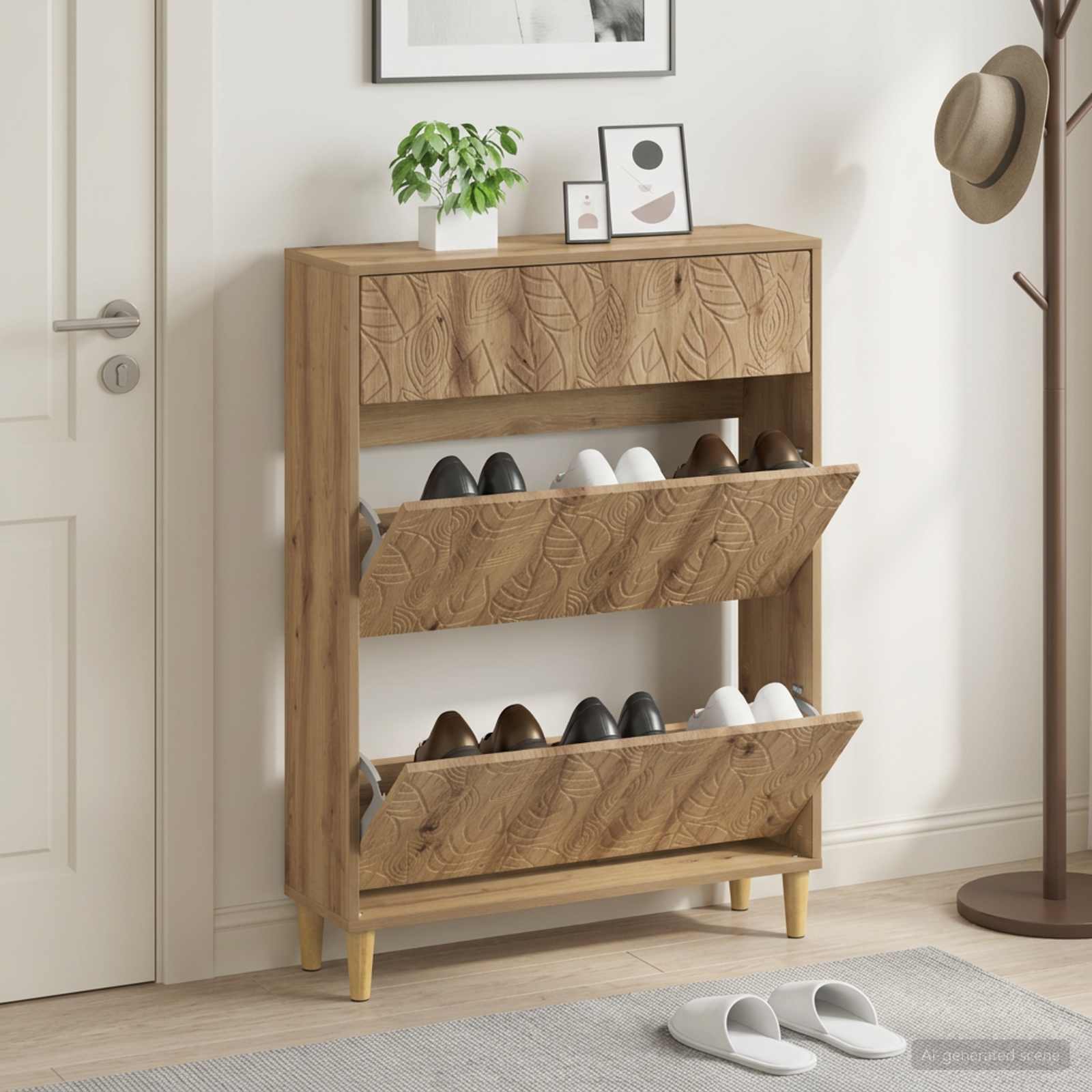Schuhschrank DELFT 78 x 24 x 103 cm Holzwerkstoff Artisan-Eiche