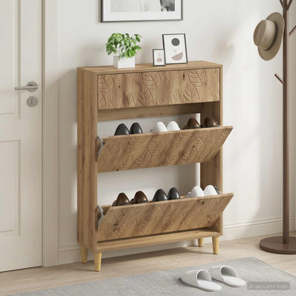 Schuhschrank DELFT 78 x 24 x 103 cm Holzwerkstoff Artisan-Eiche