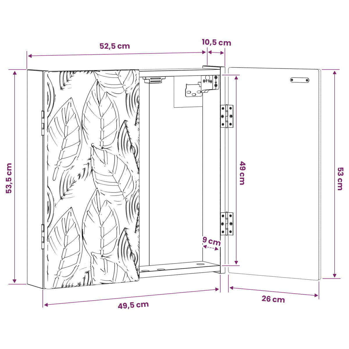 Dartboard Schrank DELFT Schwarz 52,5 x 10,5 x 53,5 cm
