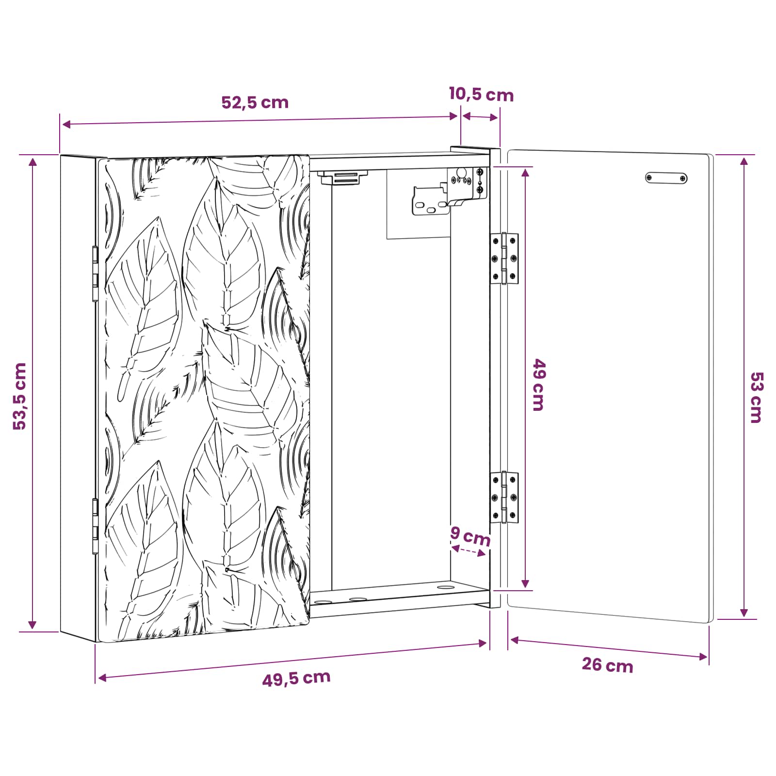 Dartboard Schrank DELFT Artisan-Eiche 52,5 x 10,5 x 53,5 cm