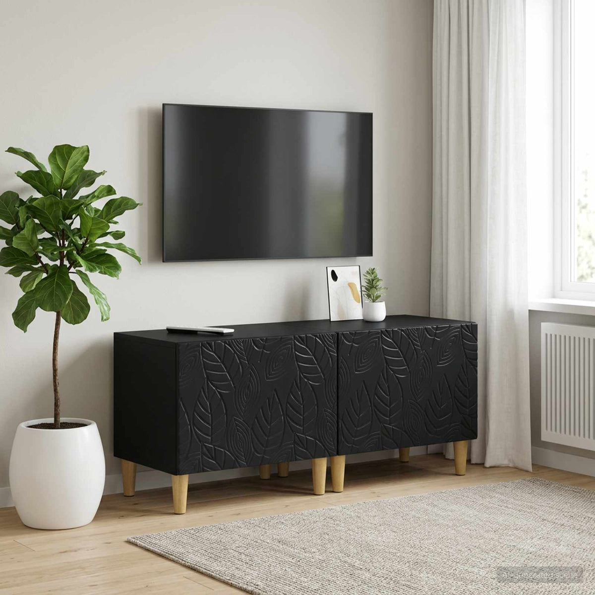 TV-Schrank Schwarz Holzwerkstoff