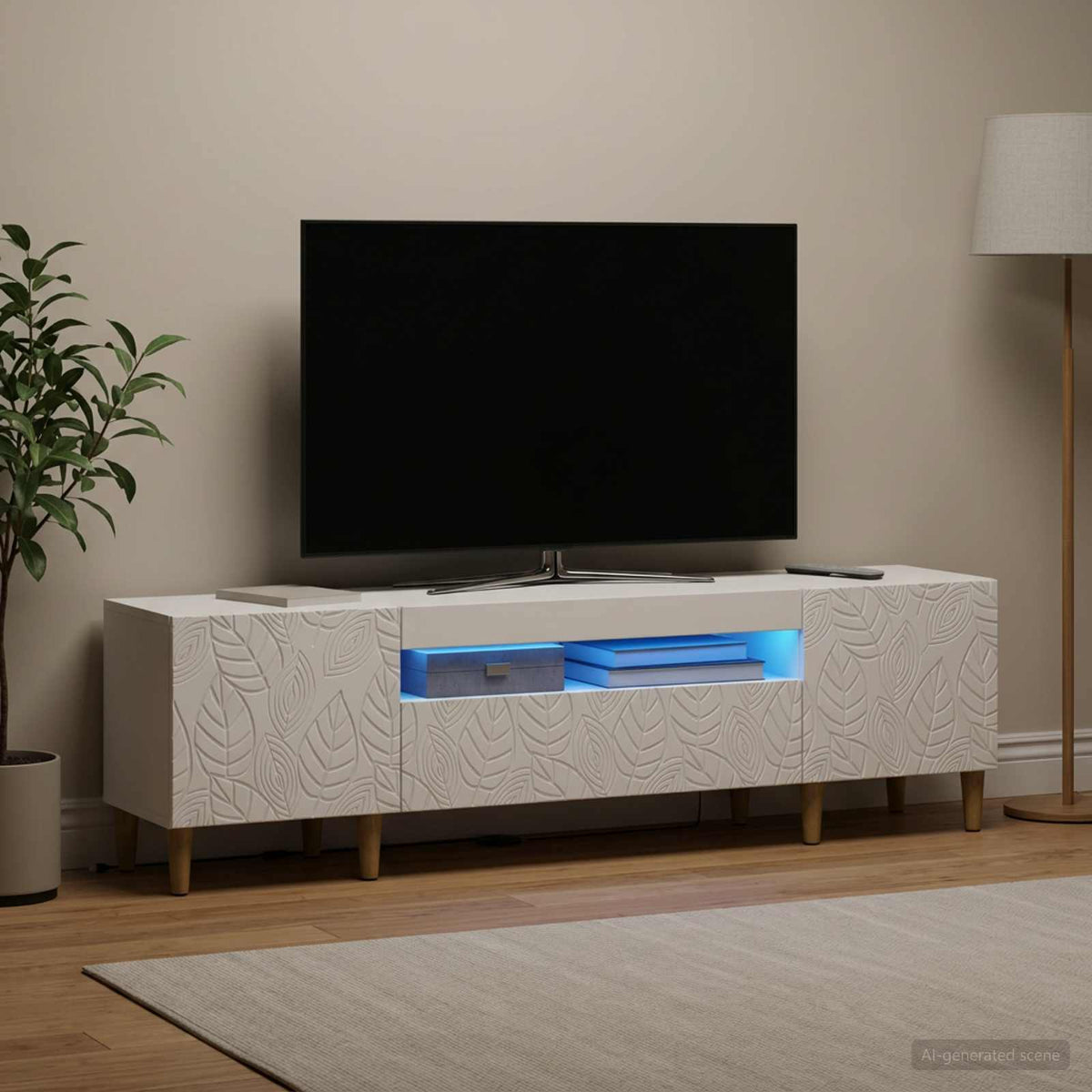LED-TV-Schrank Weiß Holzwerkstoff