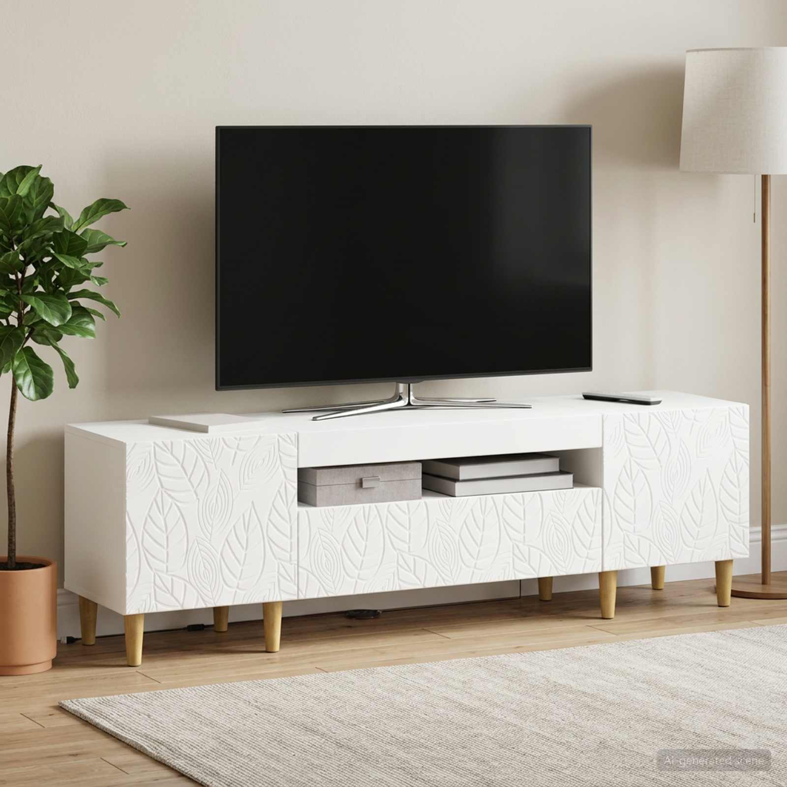 LED-TV-Schrank Weiß Holzwerkstoff