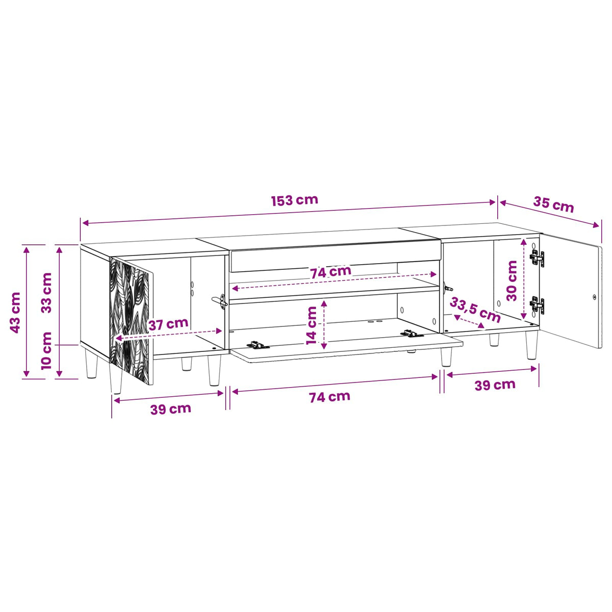 LED-TV-Schrank Weiß Holzwerkstoff