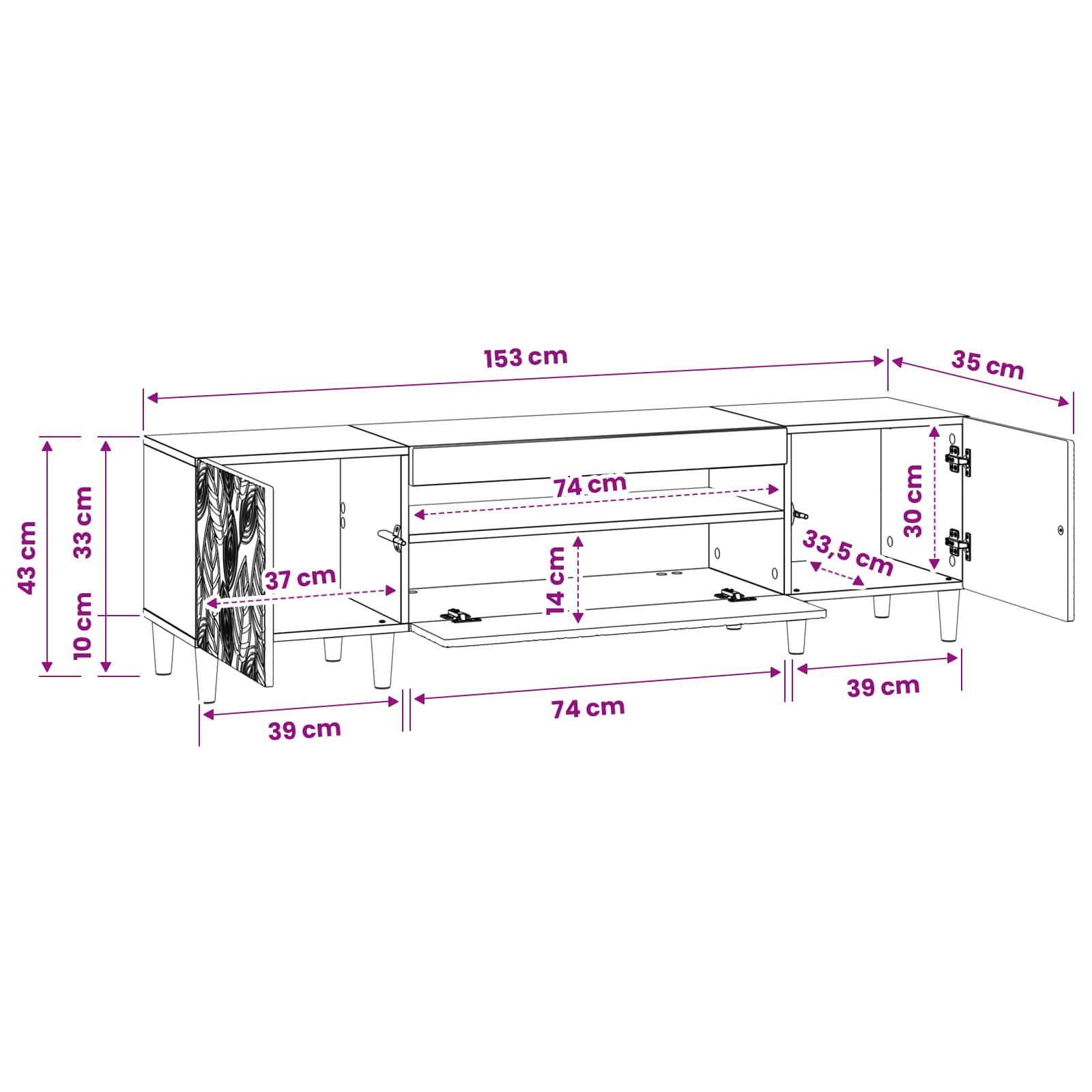 LED-TV-Schrank Schwarz Holzwerkstoff