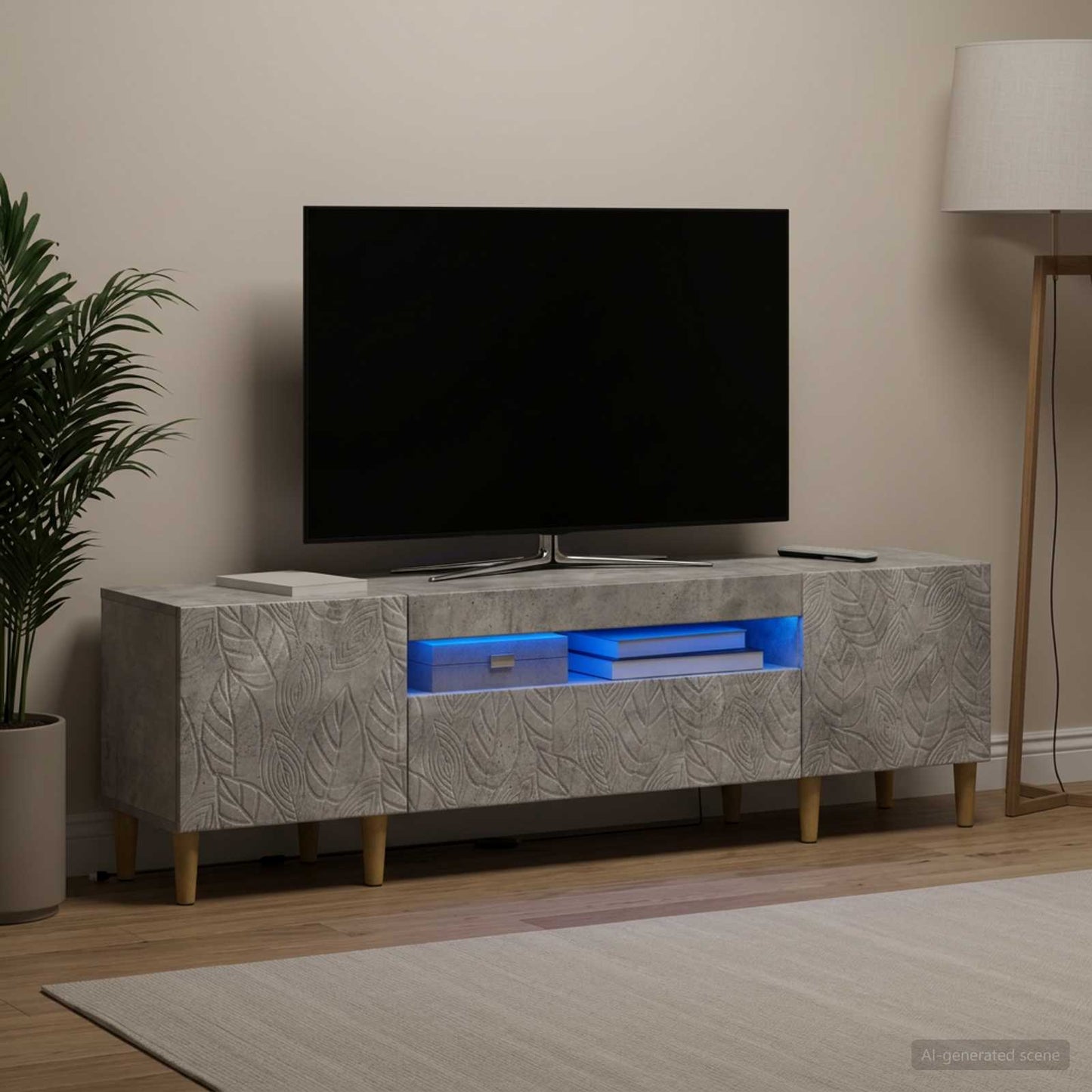 LED-TV-Schrank Betongrau Holzwerkstoff
