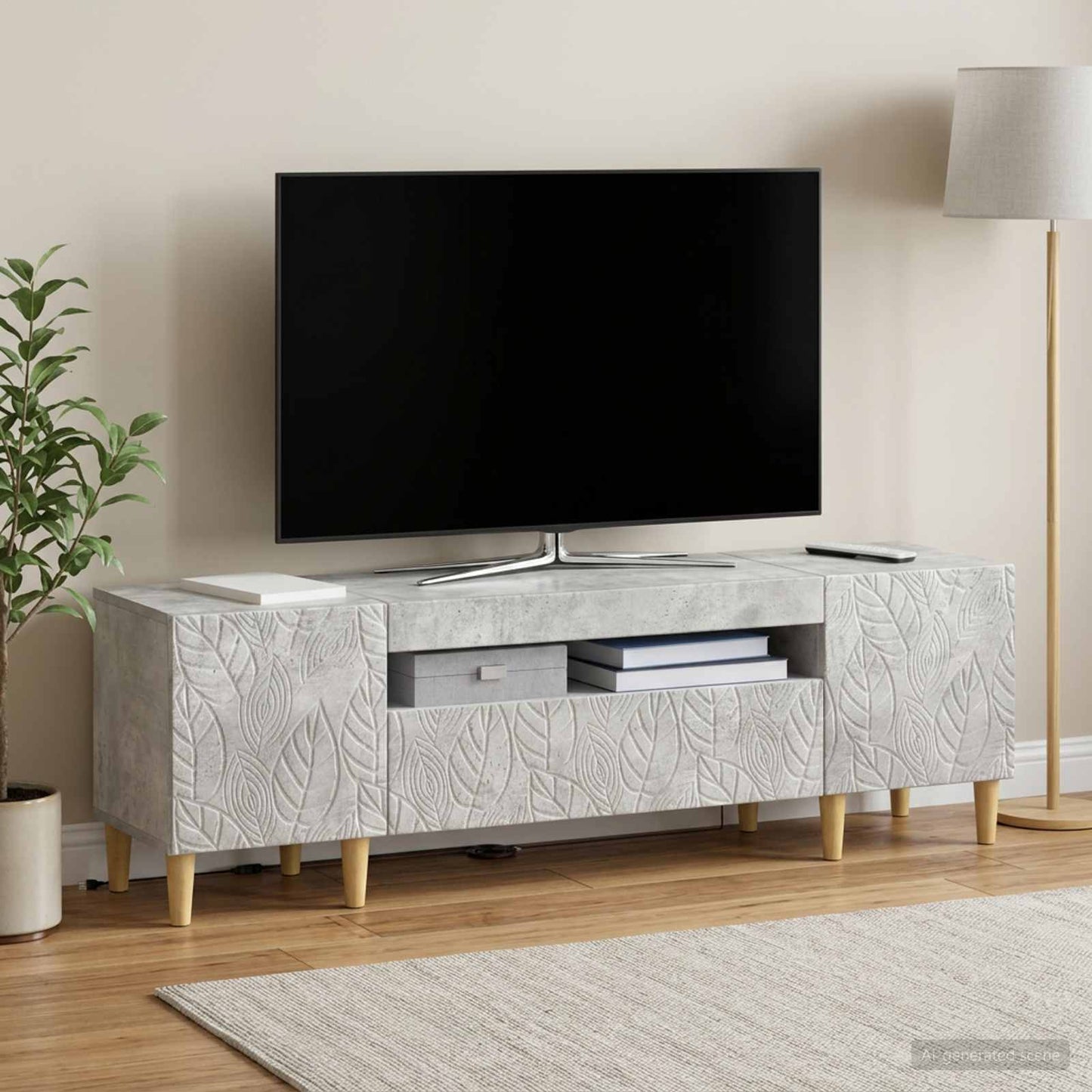 LED-TV-Schrank Betongrau Holzwerkstoff