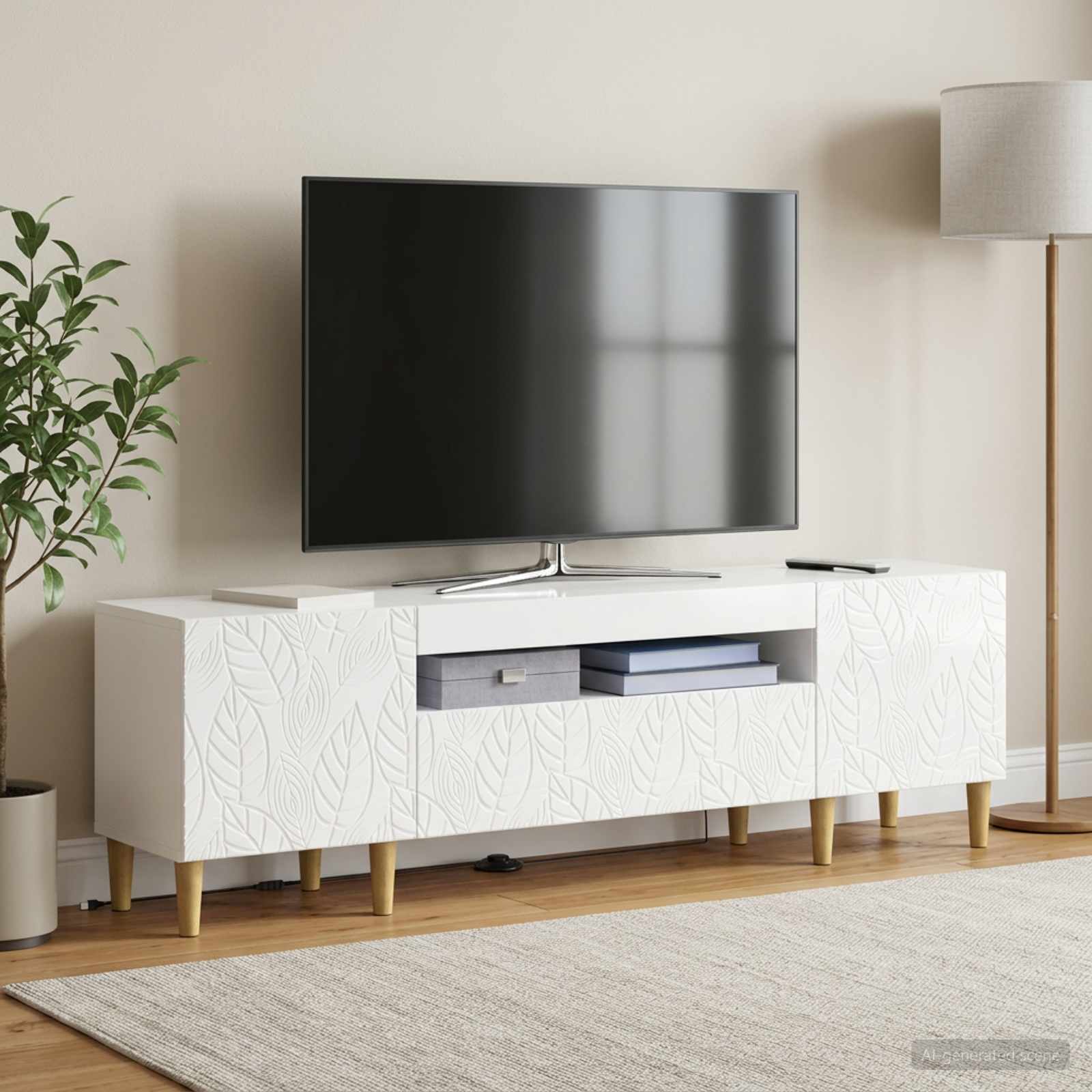 LED-TV-Schrank Hochglanz Weiß Holzwerkstoff