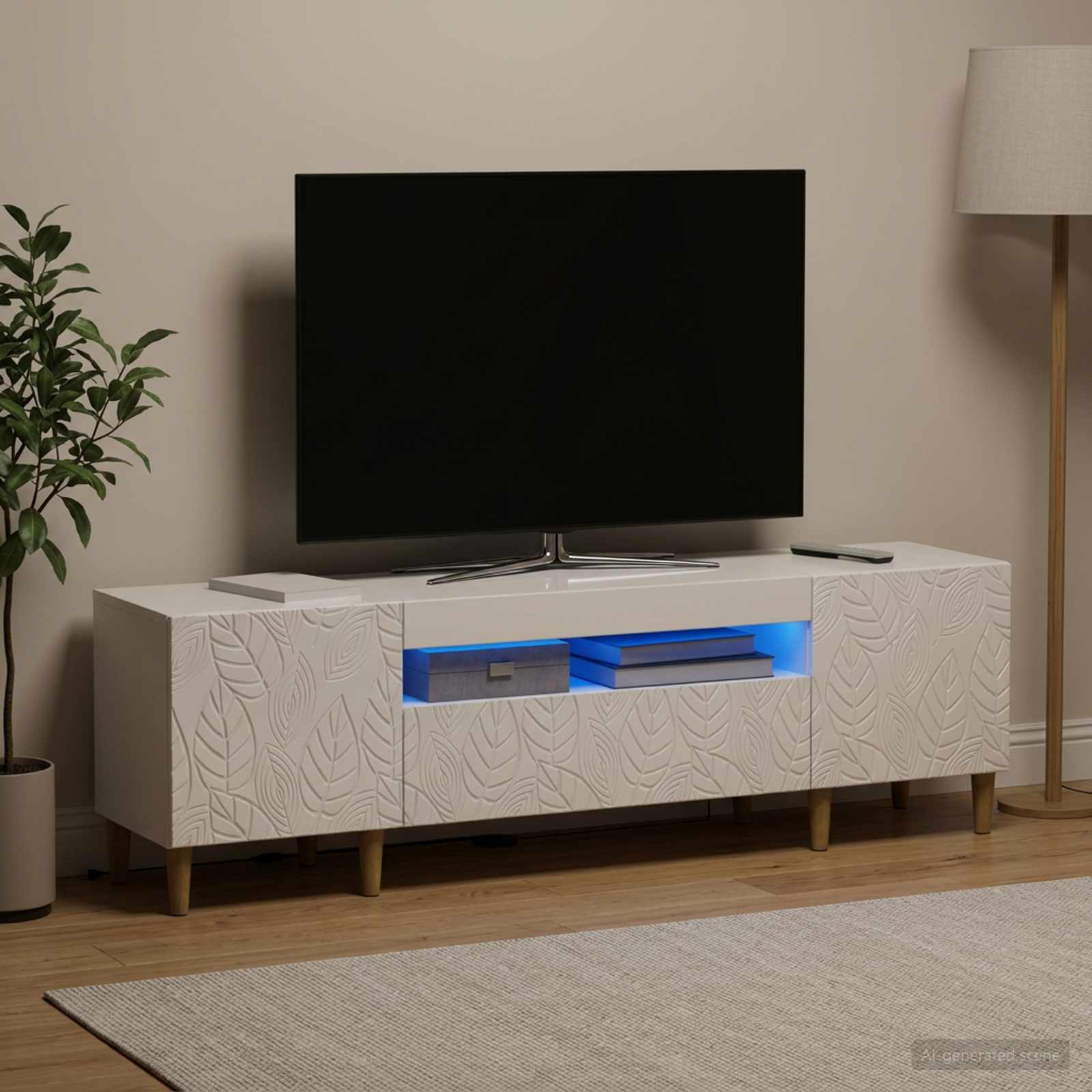 LED-TV-Schrank Hochglanz Weiß Holzwerkstoff