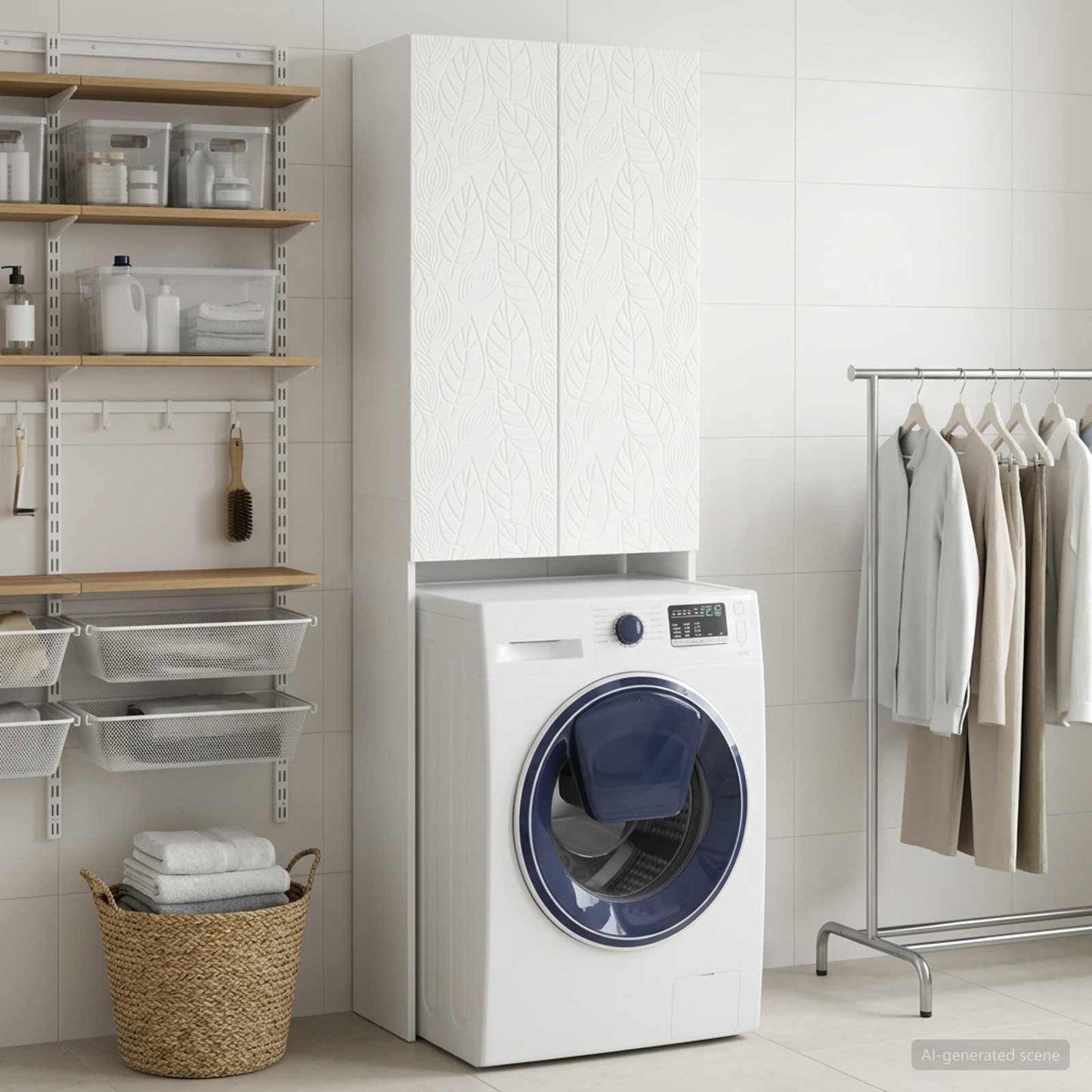 Toilettenschrank DELFT Weiß 66 x 25,5 x 190 cm Holzwerkstoff