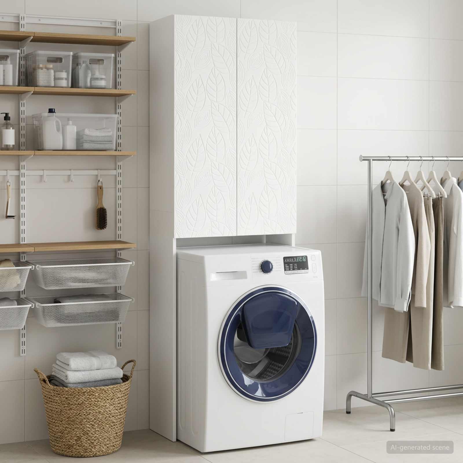 Toilettenschrank DELFT Weiß 66 x 25,5 x 190 cm Holzwerkstoff