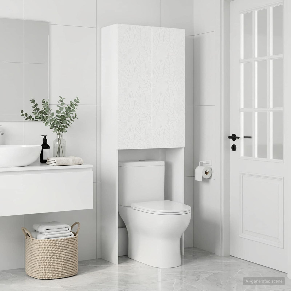 Toilettenschrank DELFT Weiß 66 x 25,5 x 190 cm Holzwerkstoff