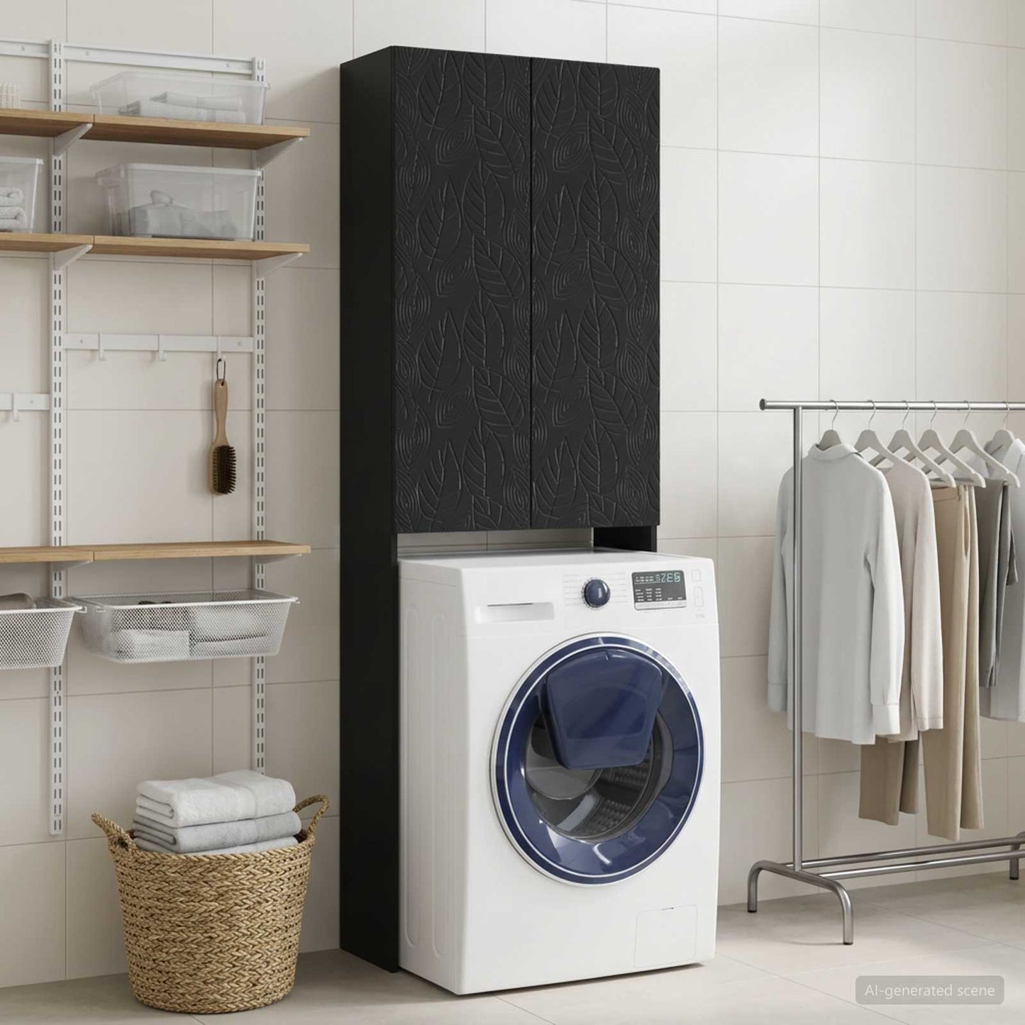Toilettenschrank DELFT Schwarz 66 x 25,5 x 190 cm Holzwerkstoff