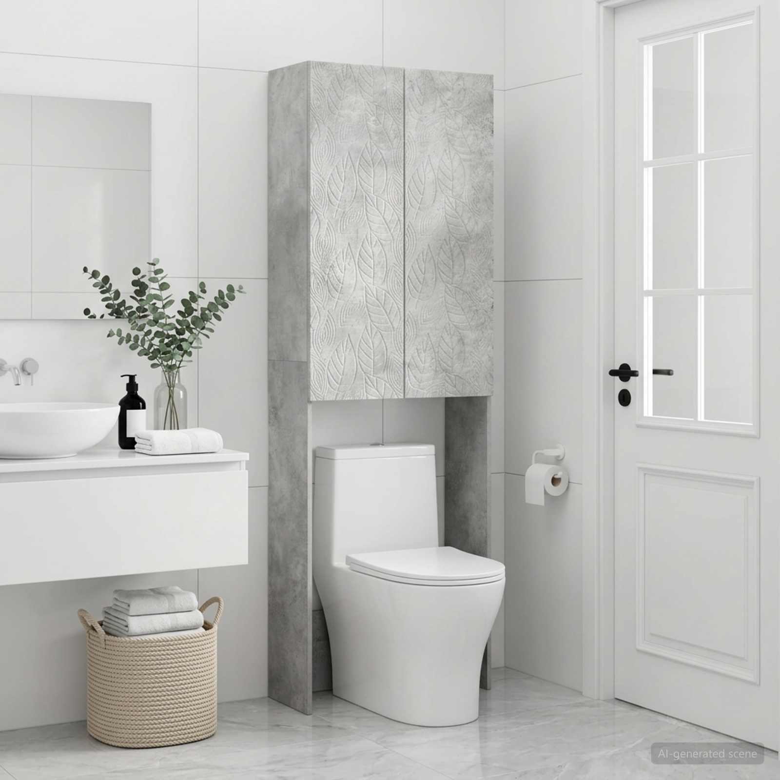 Toilettenschrank DELFT Betongrau 66 x 25,5 x 190 cm