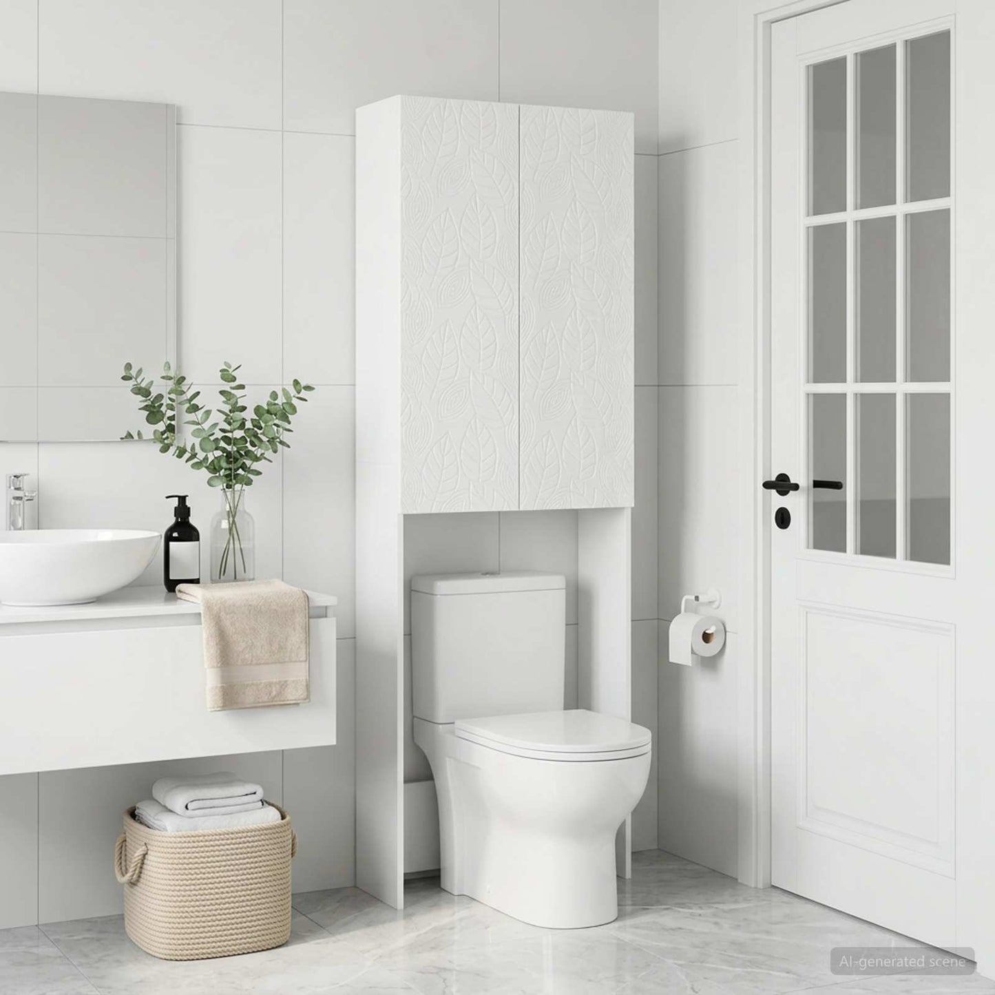 Toilettenschrank DELFT Hochglanz Weiß 66 x 25,5 x 190 cm