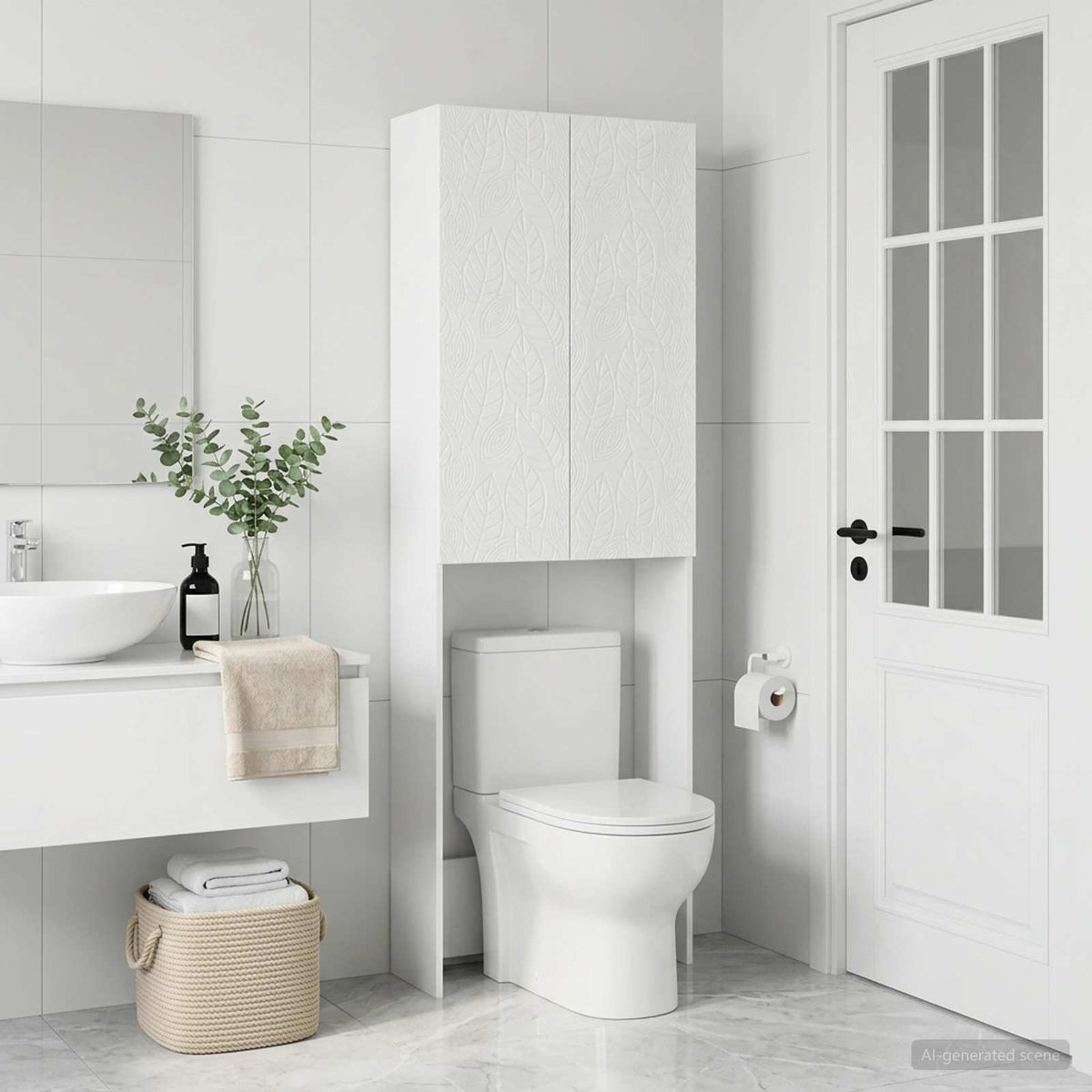 Toilettenschrank DELFT Hochglanz Weiß 66 x 25,5 x 190 cm