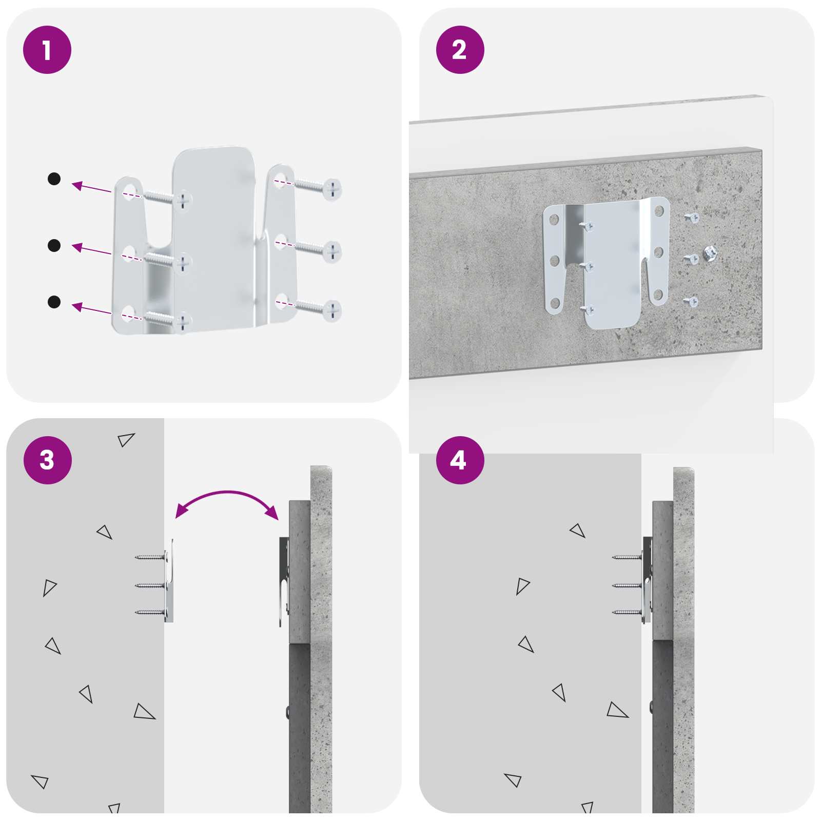 Wandmontiertes Kopfteil DELFT Betongrau Holzwerkstoff