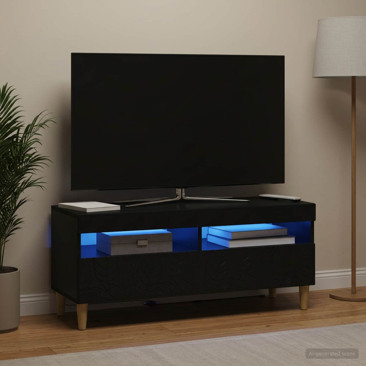 LED-TV-Schrank Schwarz Holzwerkstoff