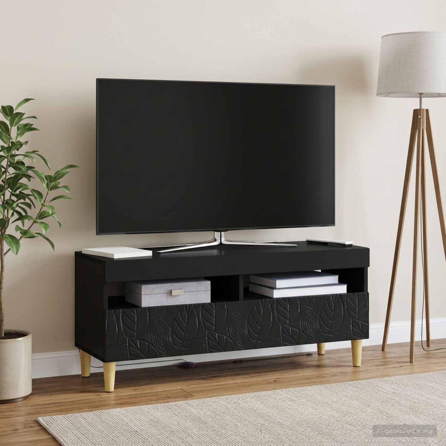 LED-TV-Schrank Schwarz Holzwerkstoff