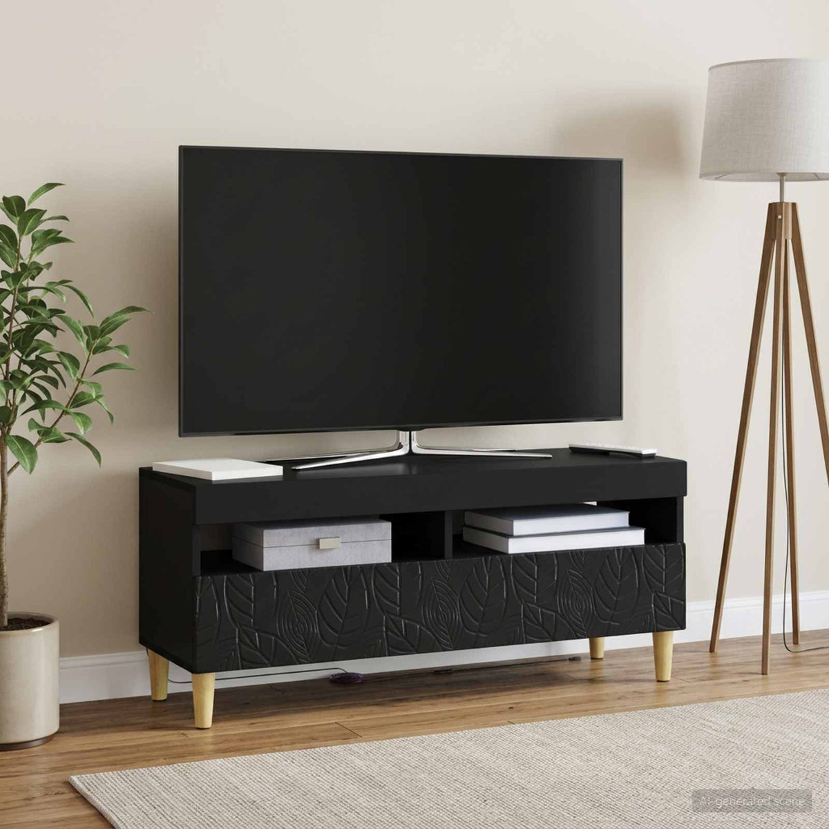 LED-TV-Schrank Schwarz Holzwerkstoff