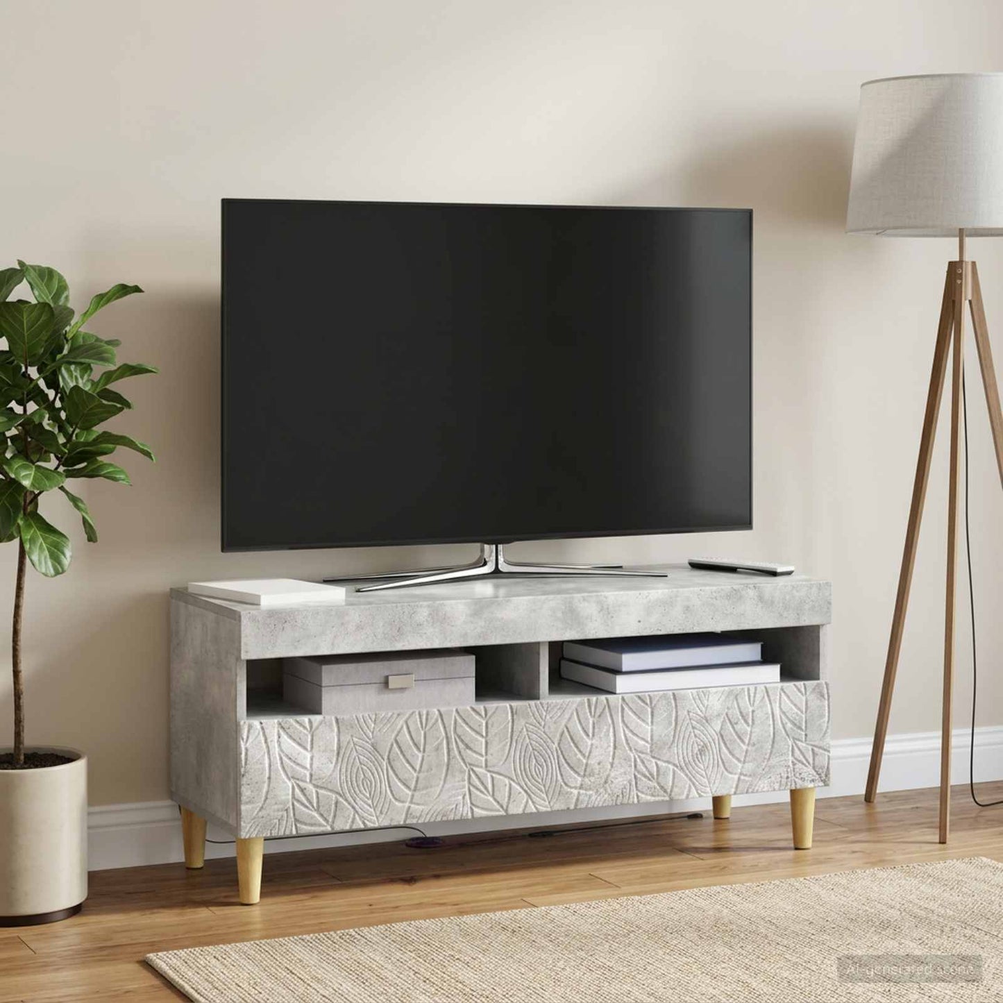 LED-TV-Schrank Betongrau Holzwerkstoff
