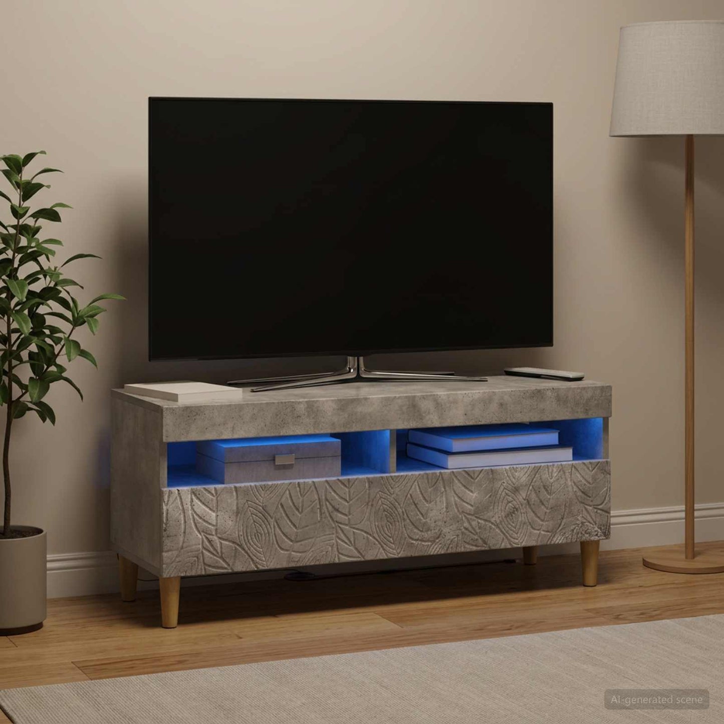LED-TV-Schrank Betongrau Holzwerkstoff