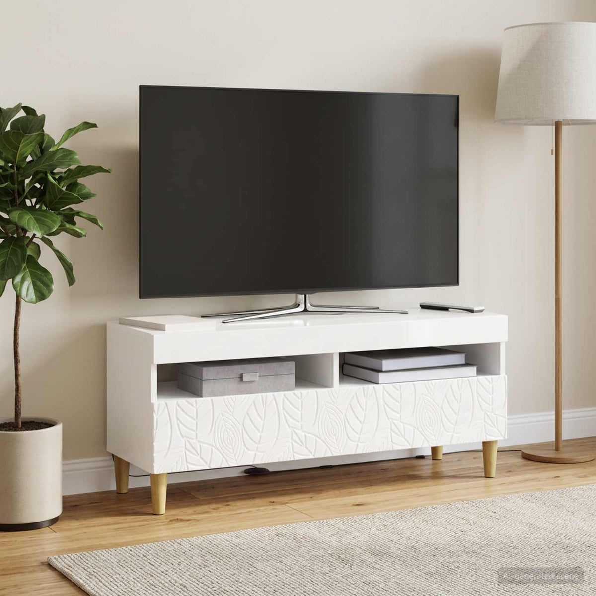 LED-TV-Schrank Hochglanz Weiß Holzwerkstoff