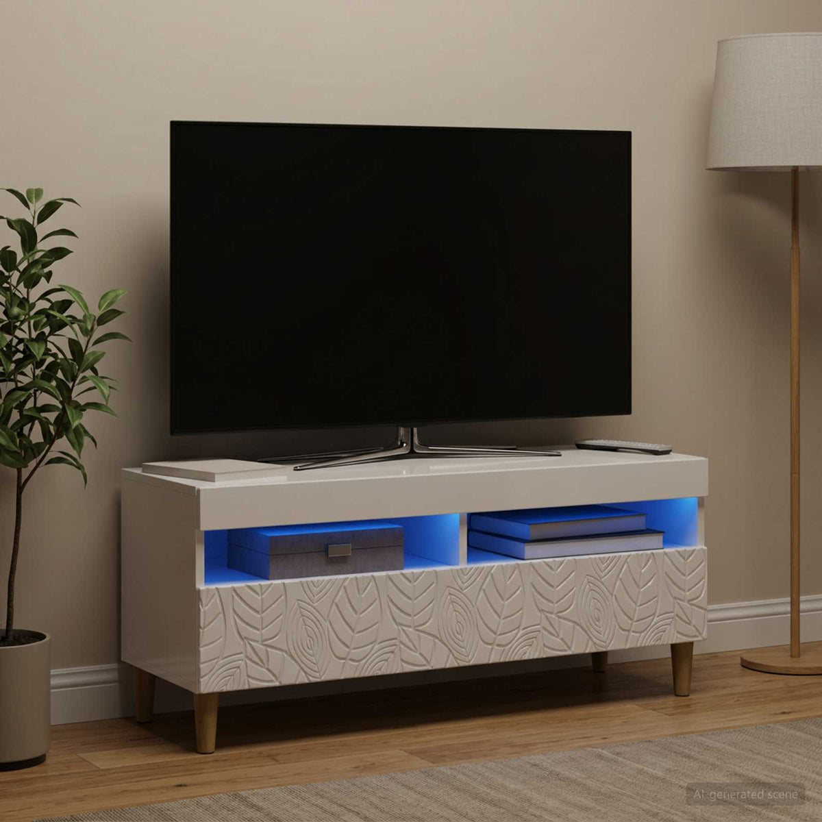 LED-TV-Schrank Hochglanz Weiß Holzwerkstoff