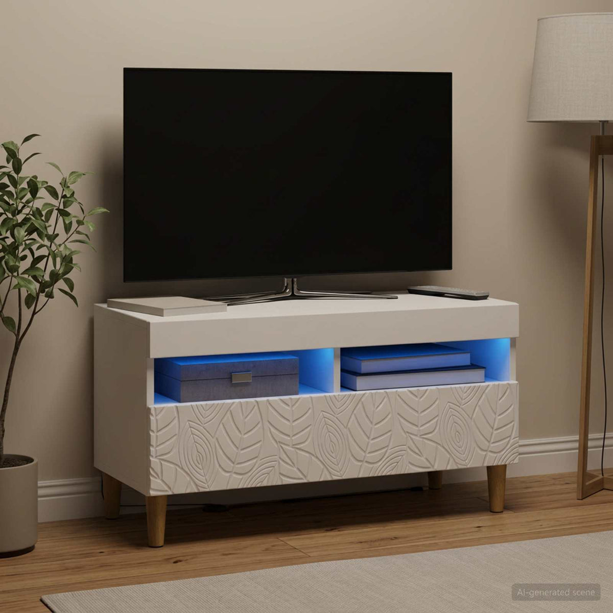 LED-TV-Schrank Weiß Holzwerkstoff