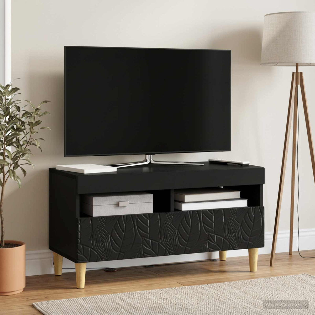 LED-TV-Schrank Schwarz Holzwerkstoff