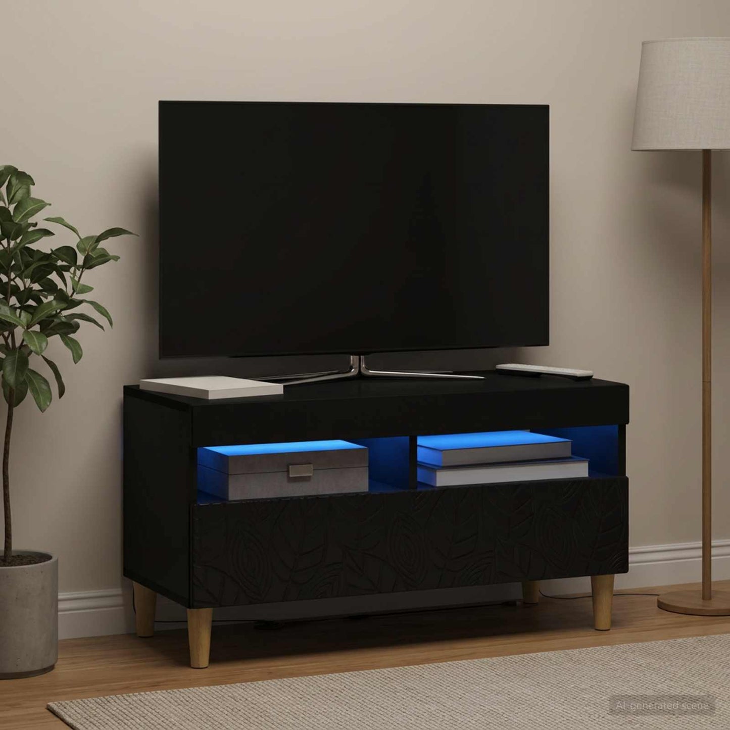 LED-TV-Schrank Schwarz Holzwerkstoff