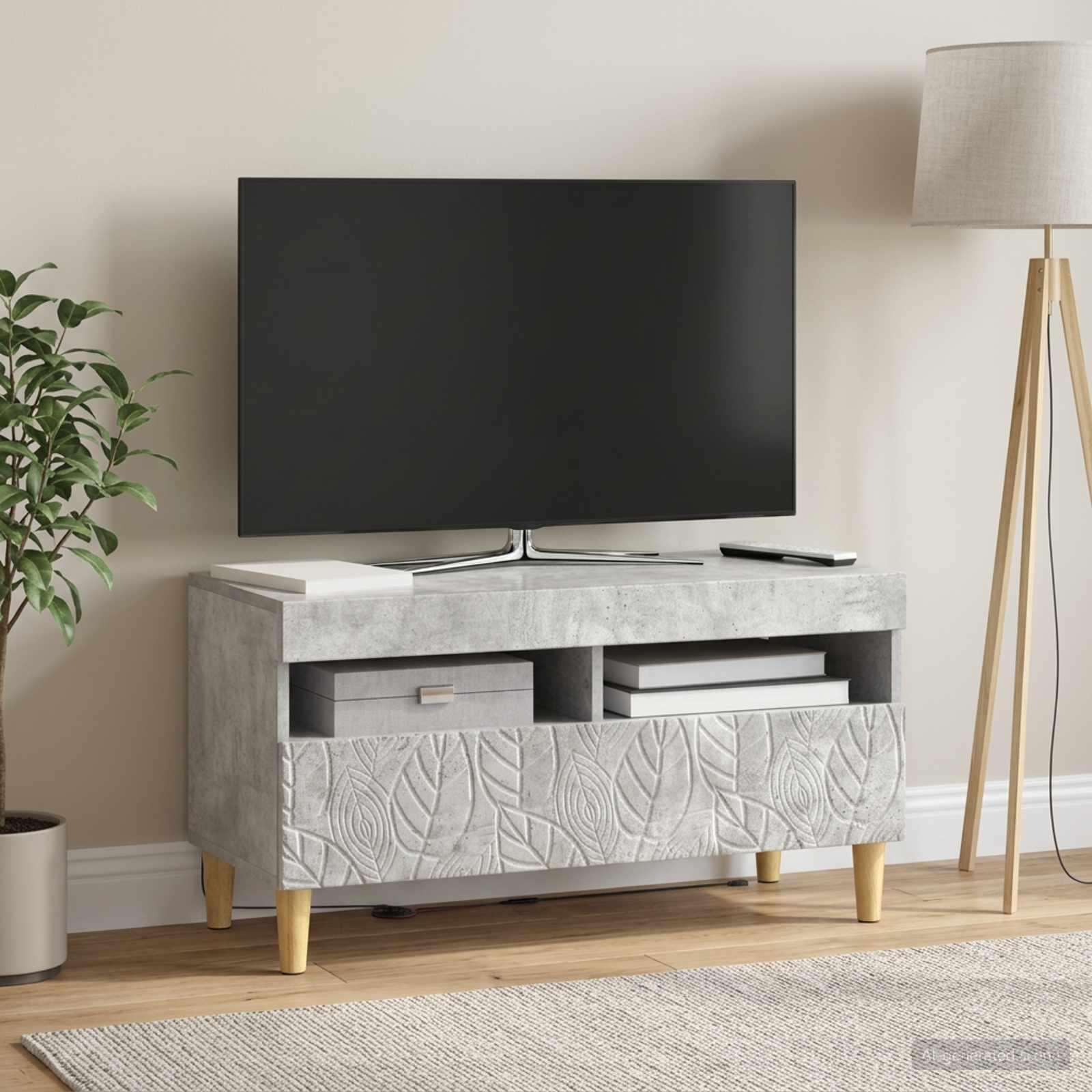 LED-TV-Schrank Betongrau Holzwerkstoff
