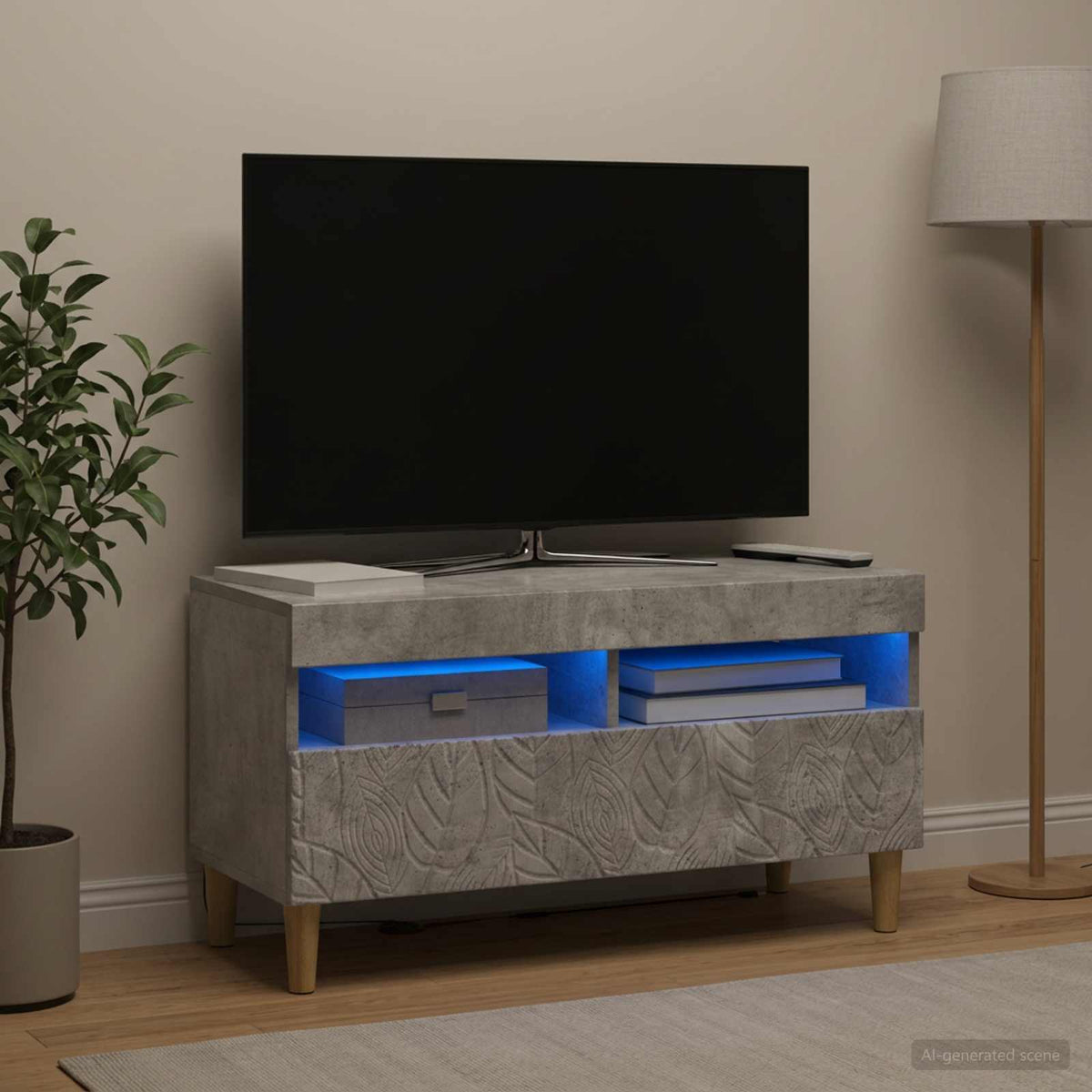 LED-TV-Schrank Betongrau Holzwerkstoff