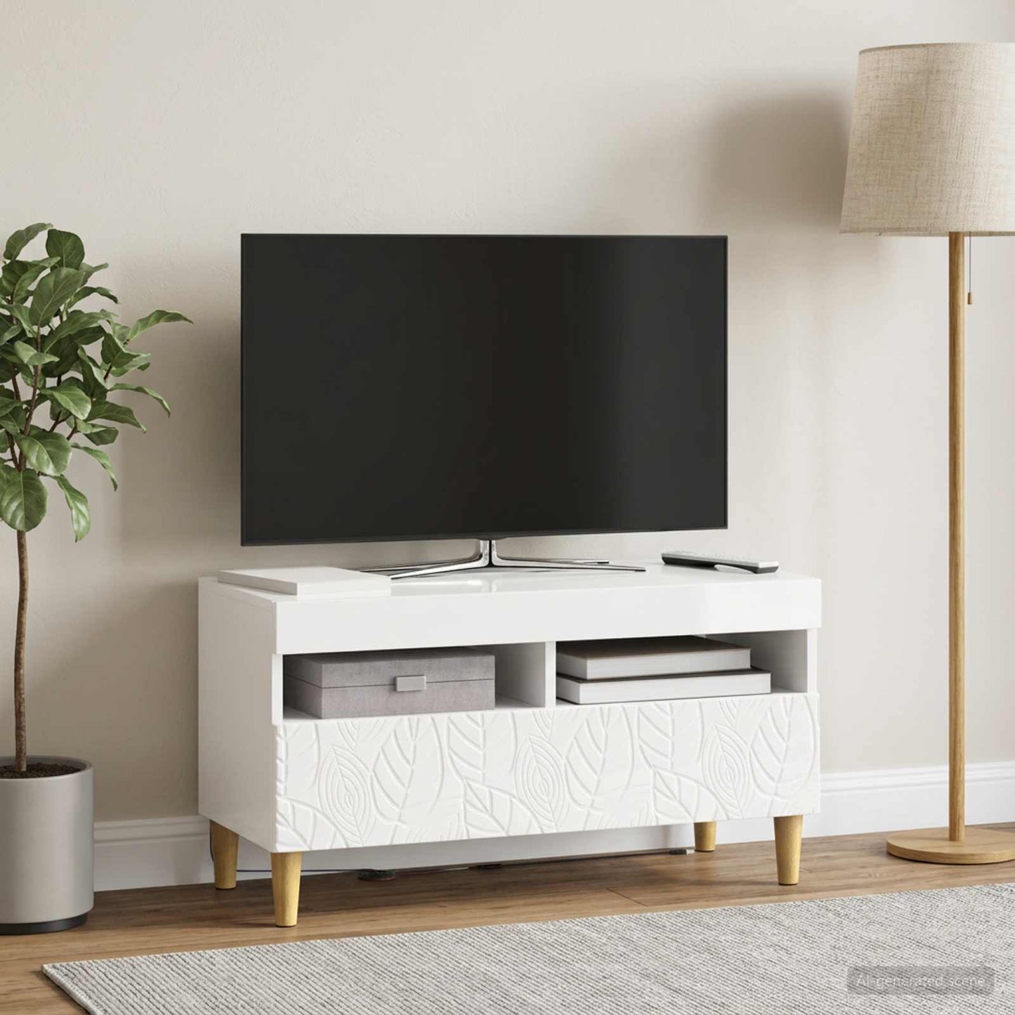 LED-TV-Schrank Hochglanz Weiß Holzwerkstoff