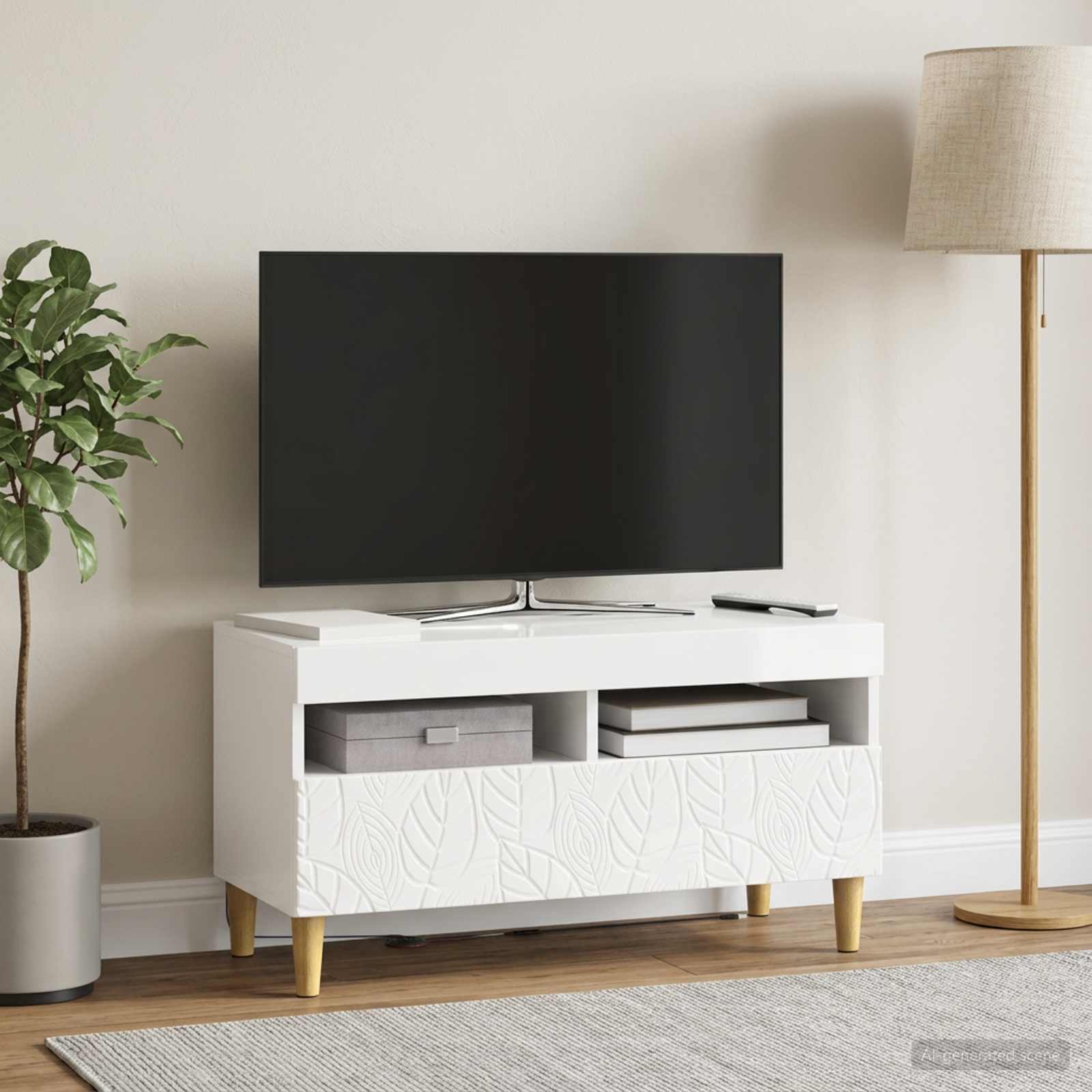LED-TV-Schrank Hochglanz Weiß Holzwerkstoff
